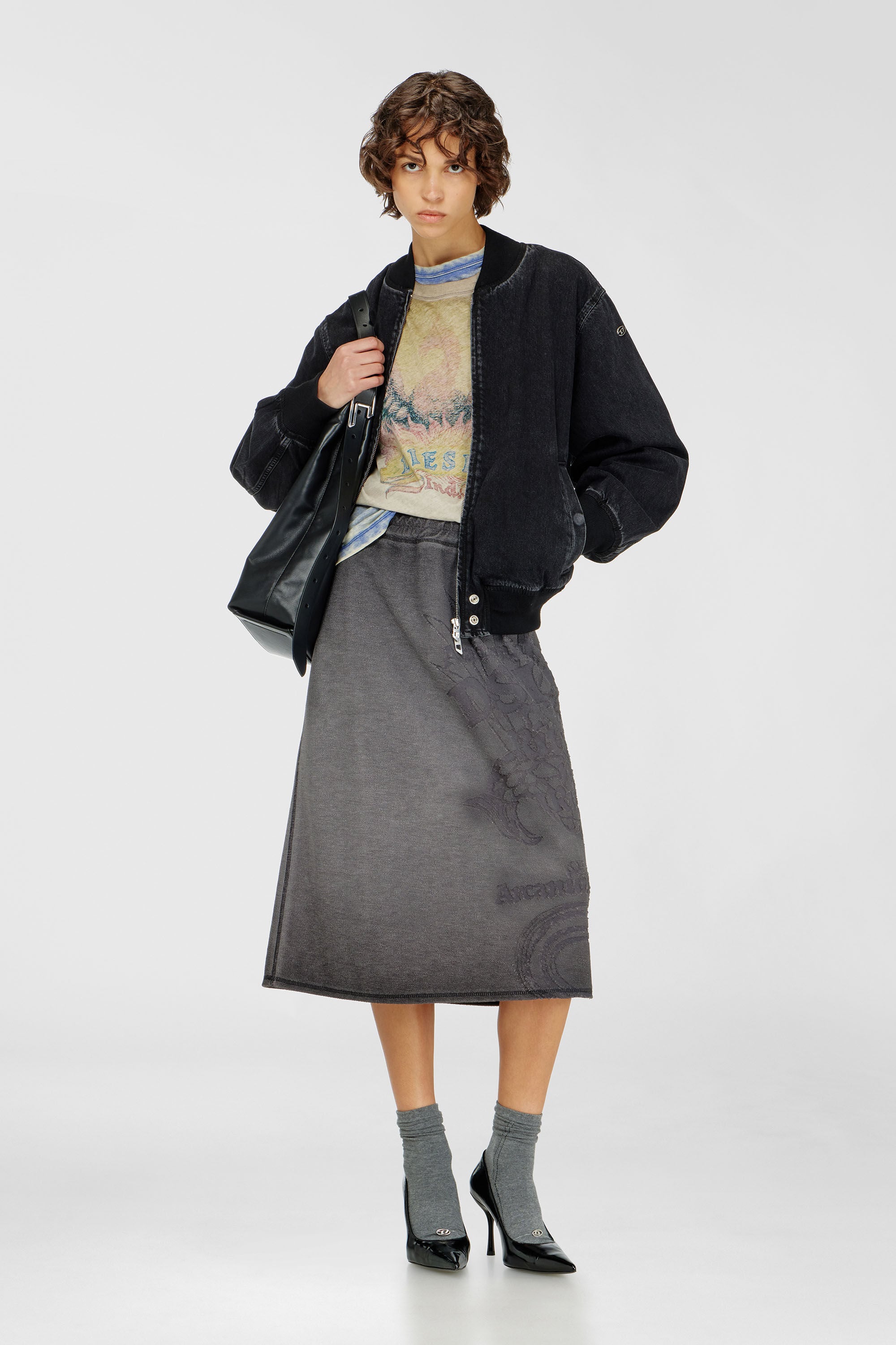Diesel - D-GUZ, Unisex's Bomber jacket in denim in Black - 7