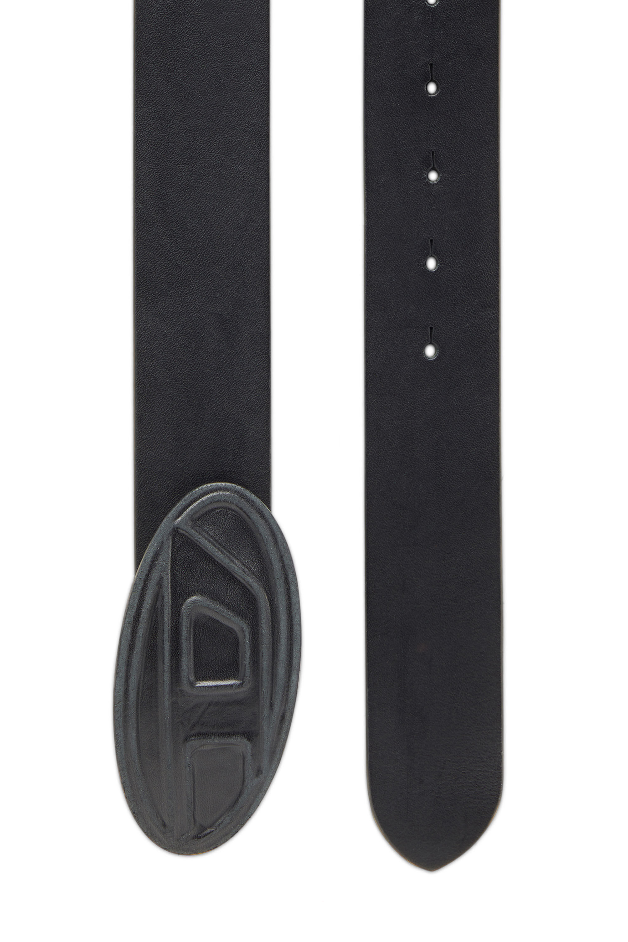 Diesel - B-1DR SCRATCH, Male's Leather belt with leather 'D' buckle in Black - 2