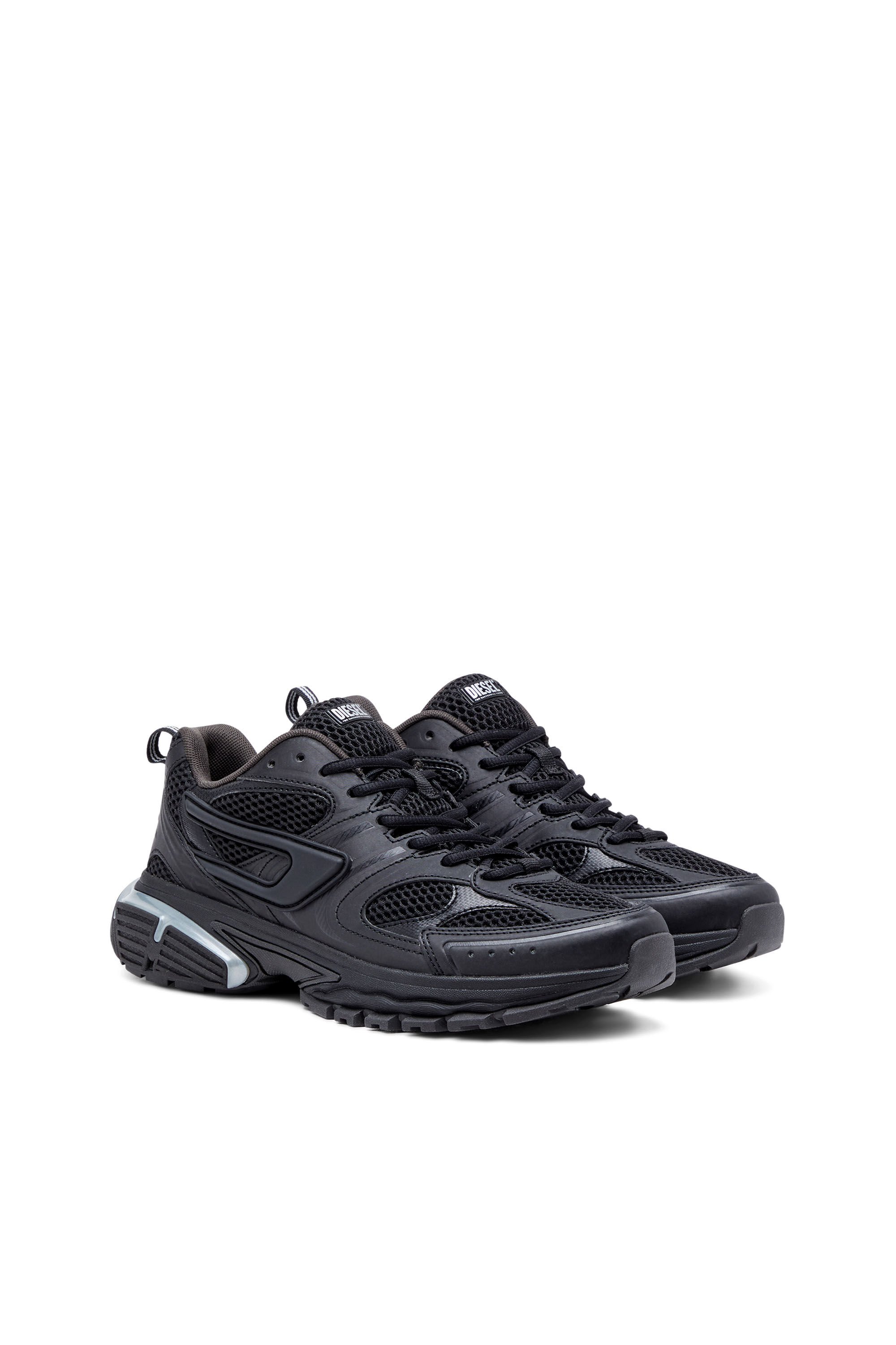 Diesel - S-SERENDIPITY PRO-X1, S-Serendipity Pro-X1 - Sneakers en mesh avec superpositions embossées Homme in Noir - 2