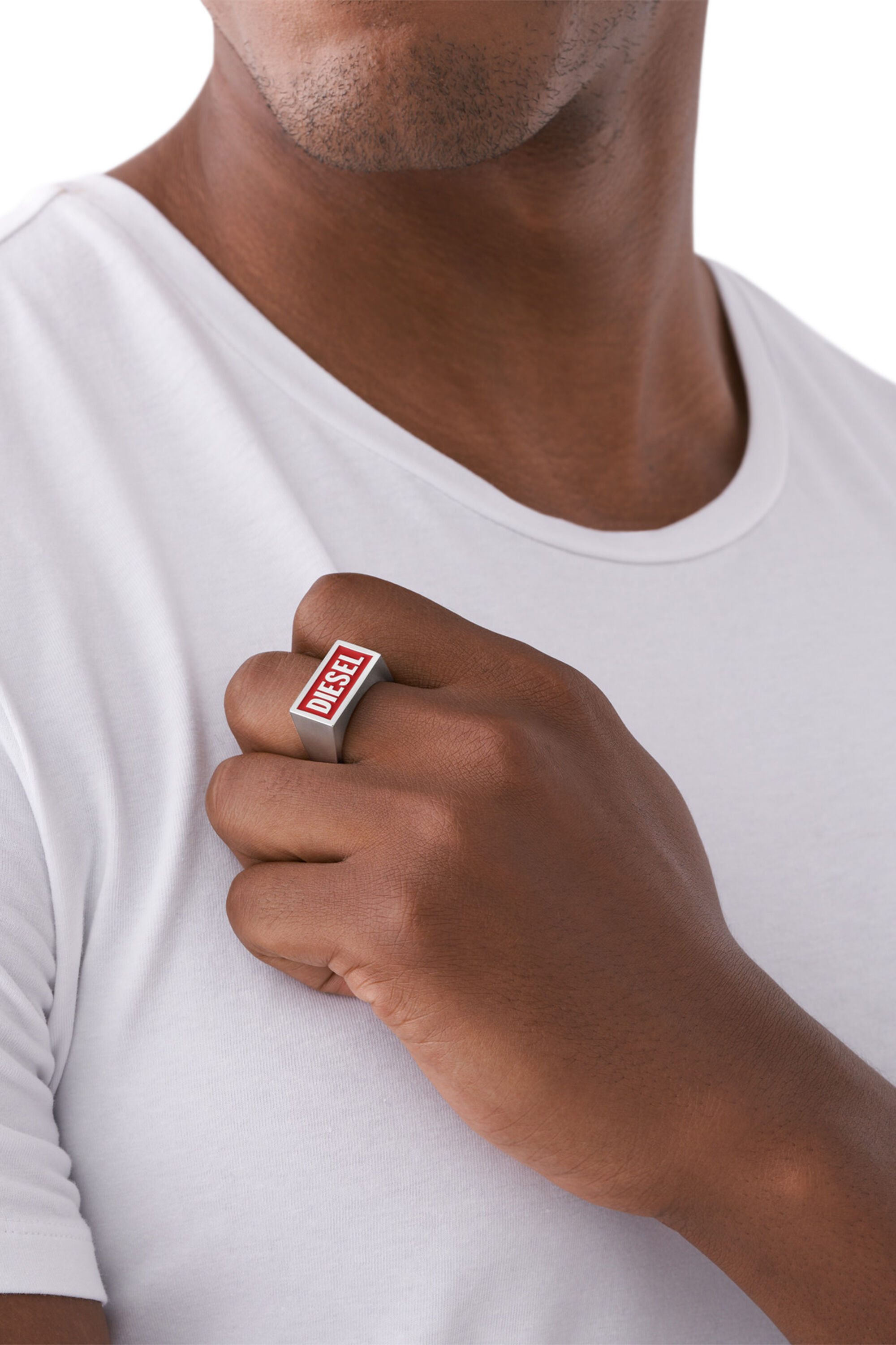 Diesel - DX1366, Male's Stainless Steel Logo Ring in Silver - 3