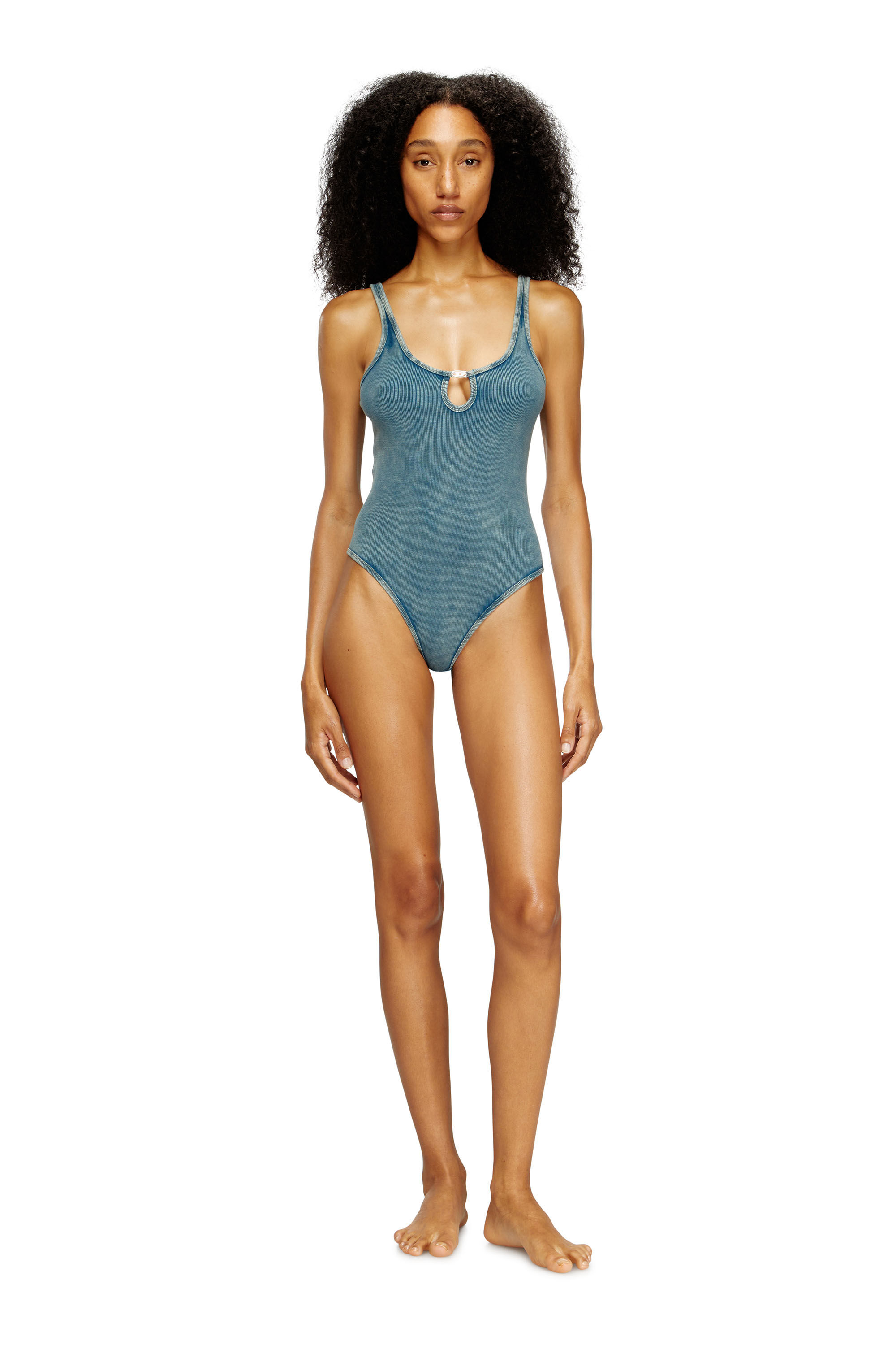 Women's Bodysuit in marble-washed stretch cotton | Blue | Diesel