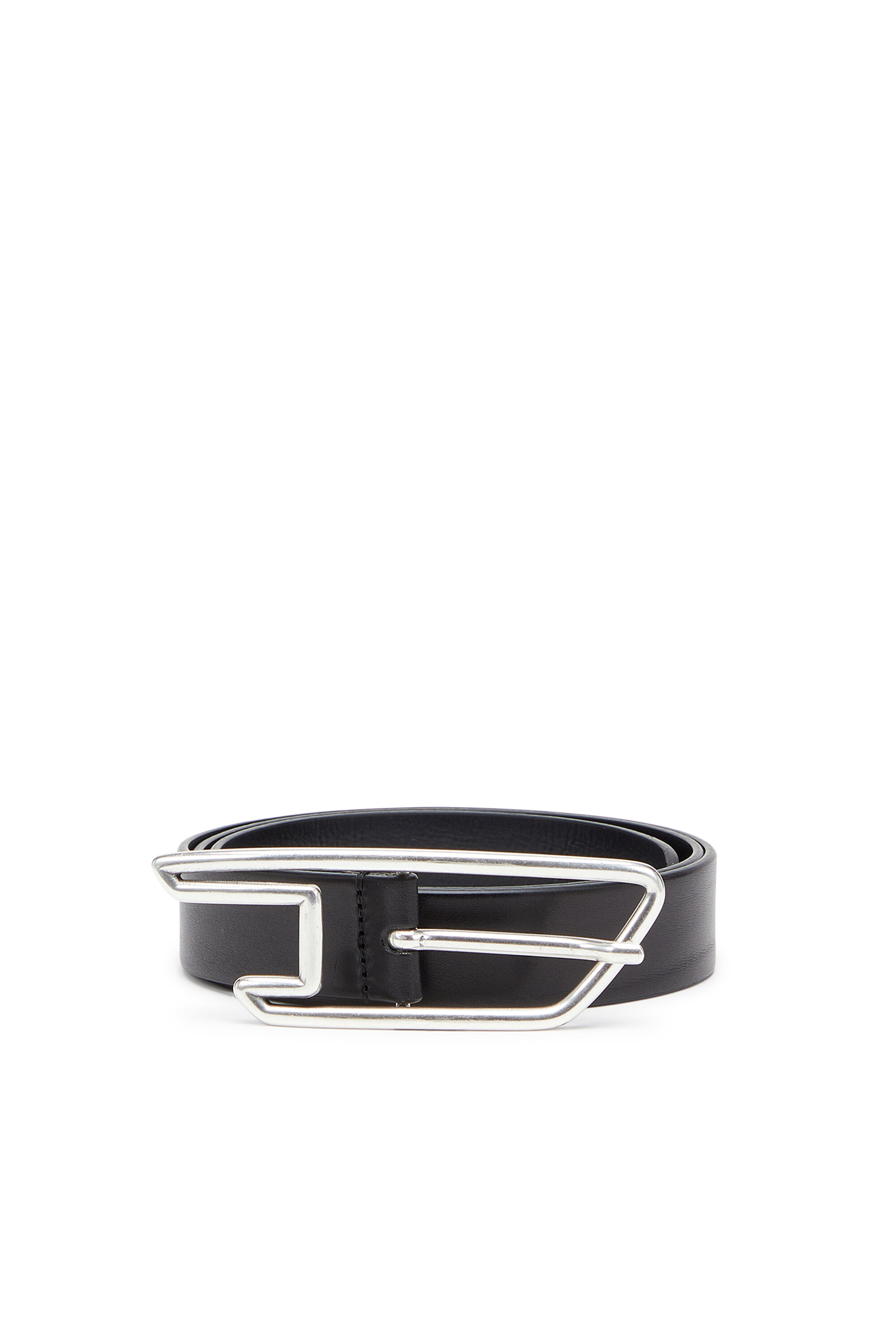 【ゆ】DIESEL 3cm cowleather belt black Women's 3cm leather belt with D-logo buckle | Black | Diesel