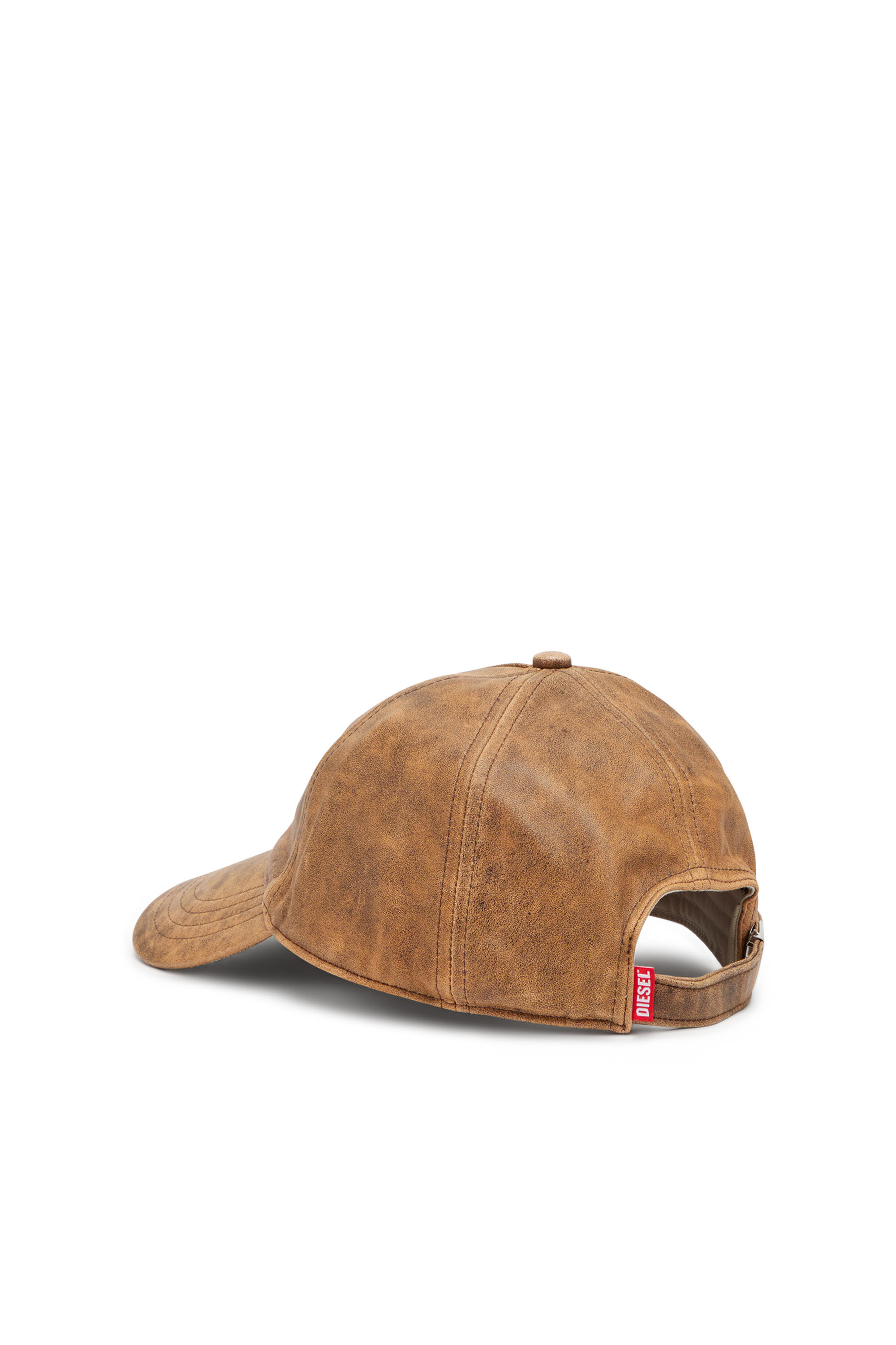 Diesel - C-BAR, Casquette de baseball en cuir traité Homme in Marron - 2
