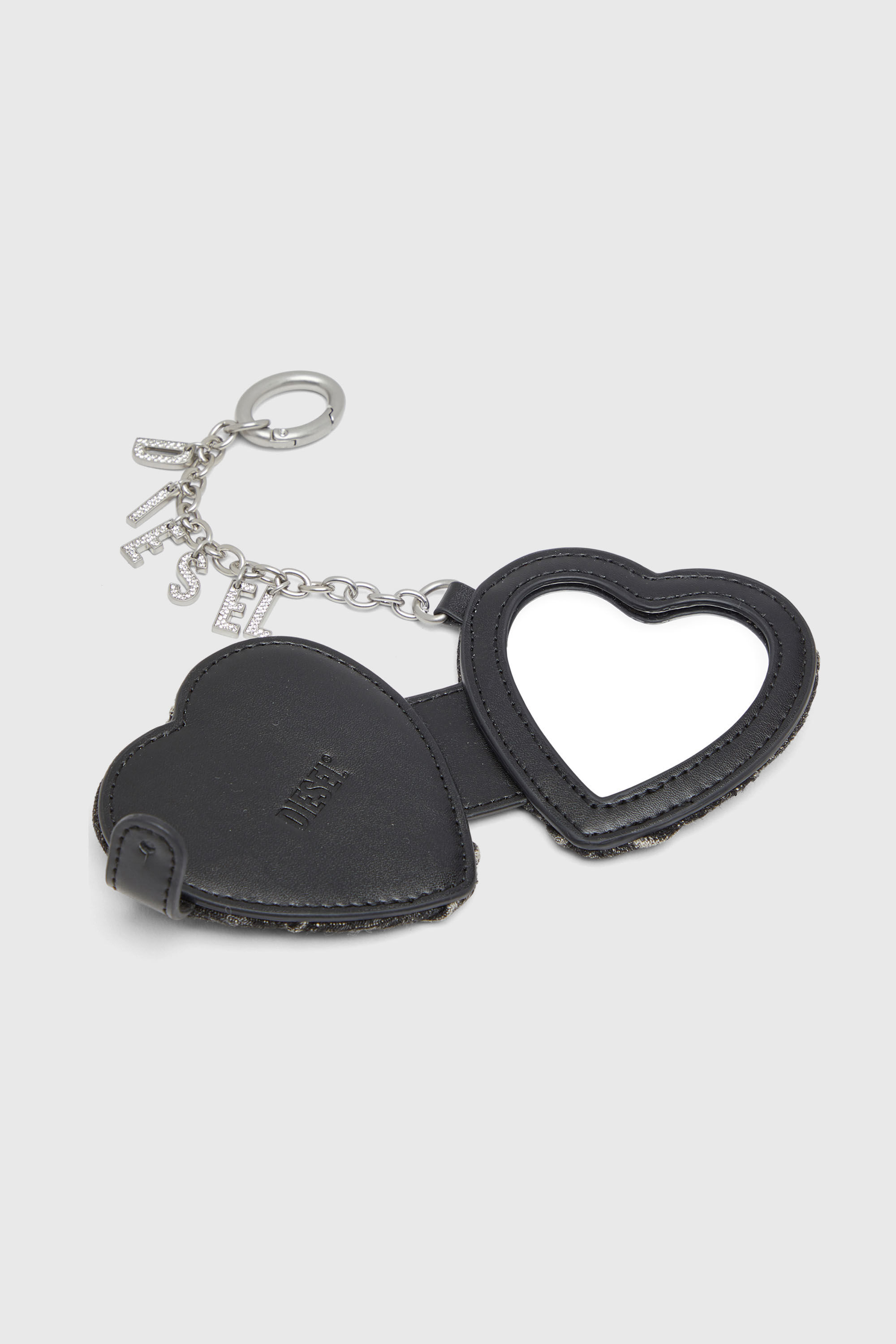 Diesel - CHARM-D MIRROR, Breloque miroir en denim matelass&eacute; motif argyle Femme in Noir - 3