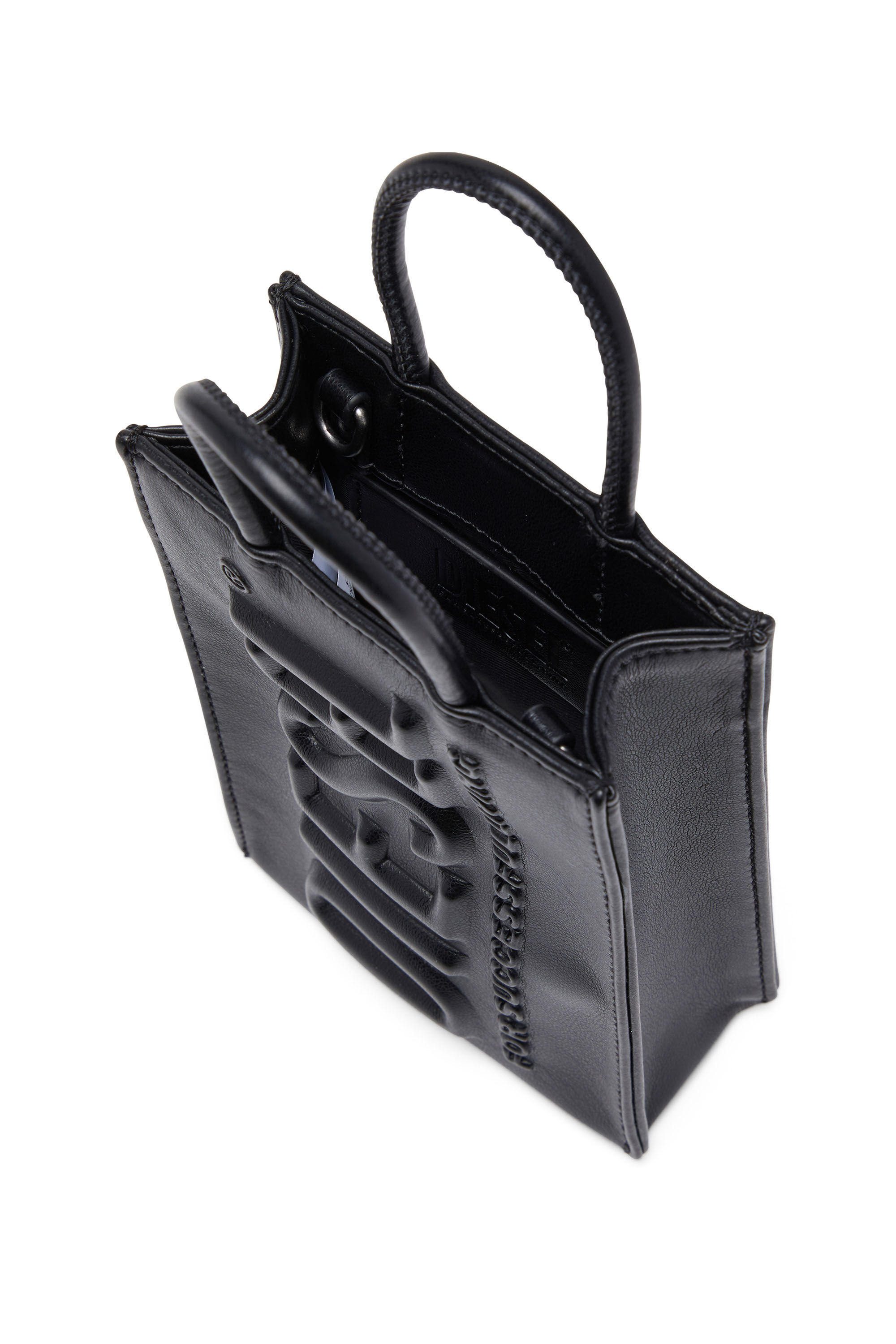 Diesel - DSL 3D SHOPPER MINI X, Man's Dsl 3D Mini -Small PU tote bag with embossed logo in Black - 2