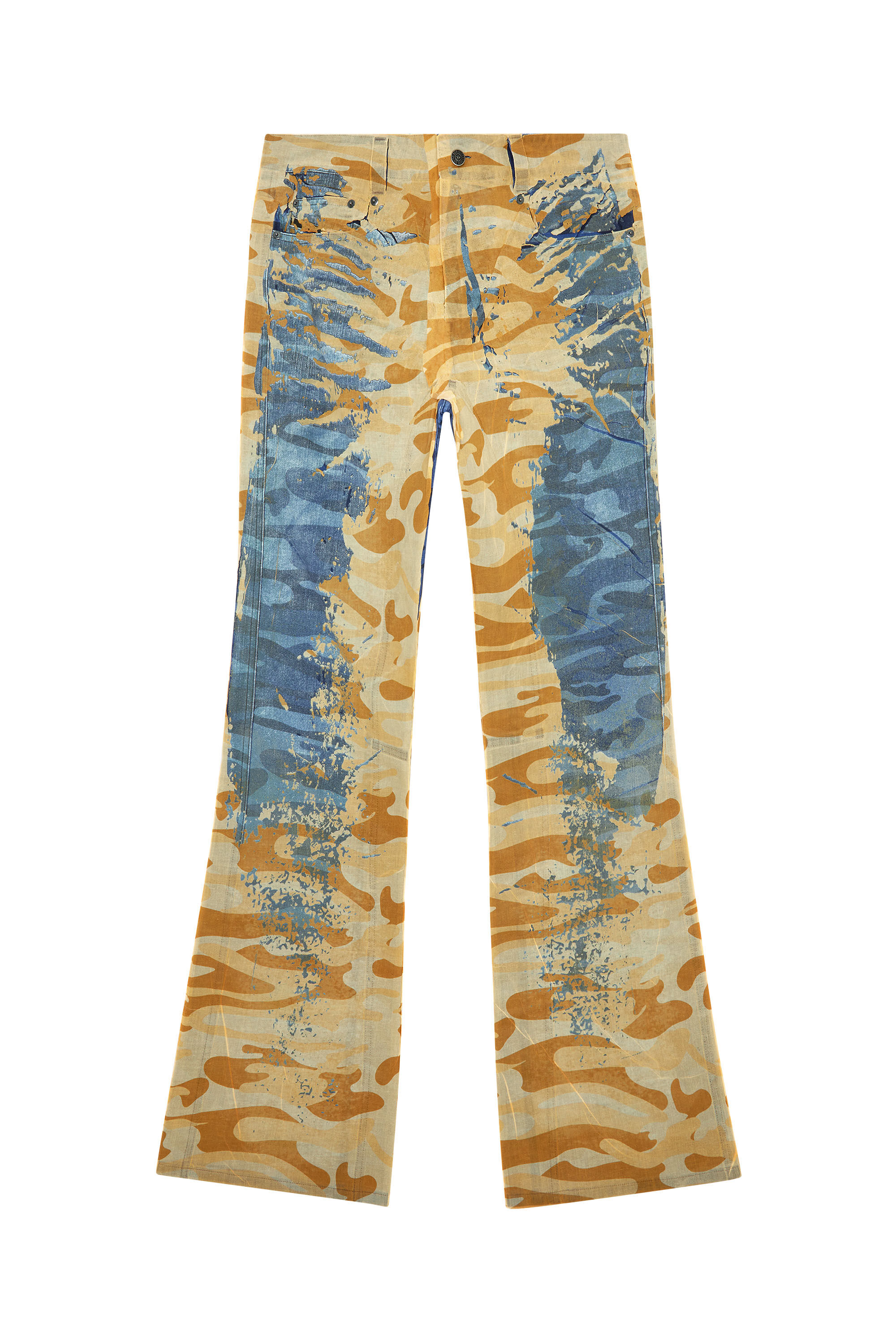 Diesel - P-FRO-DEV, Male's Camo pants with peel-off muslin in Blue/Brown - 2