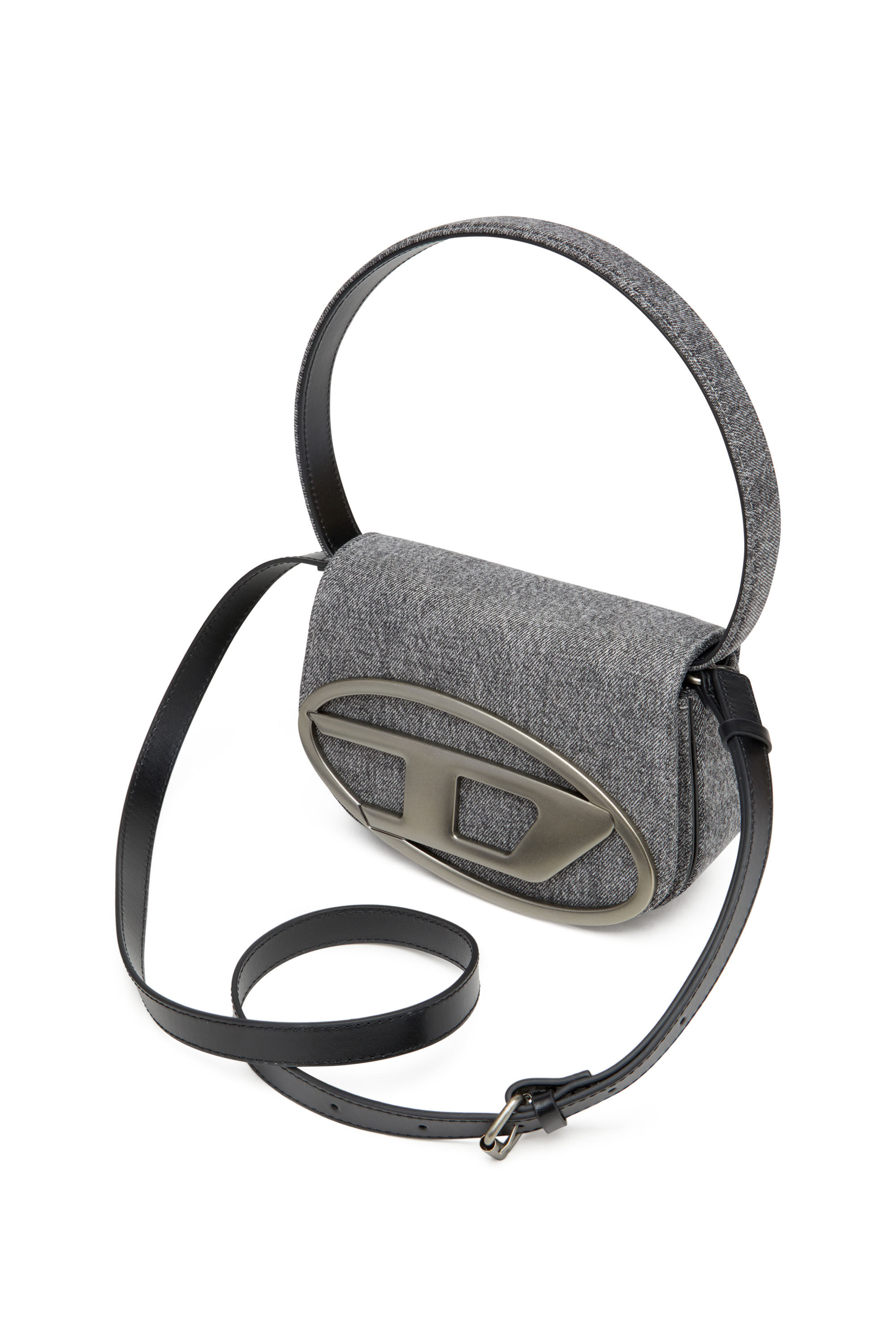 Women's 1DR-Iconic shoulder bag in stonewashed denim | Black | Diesel