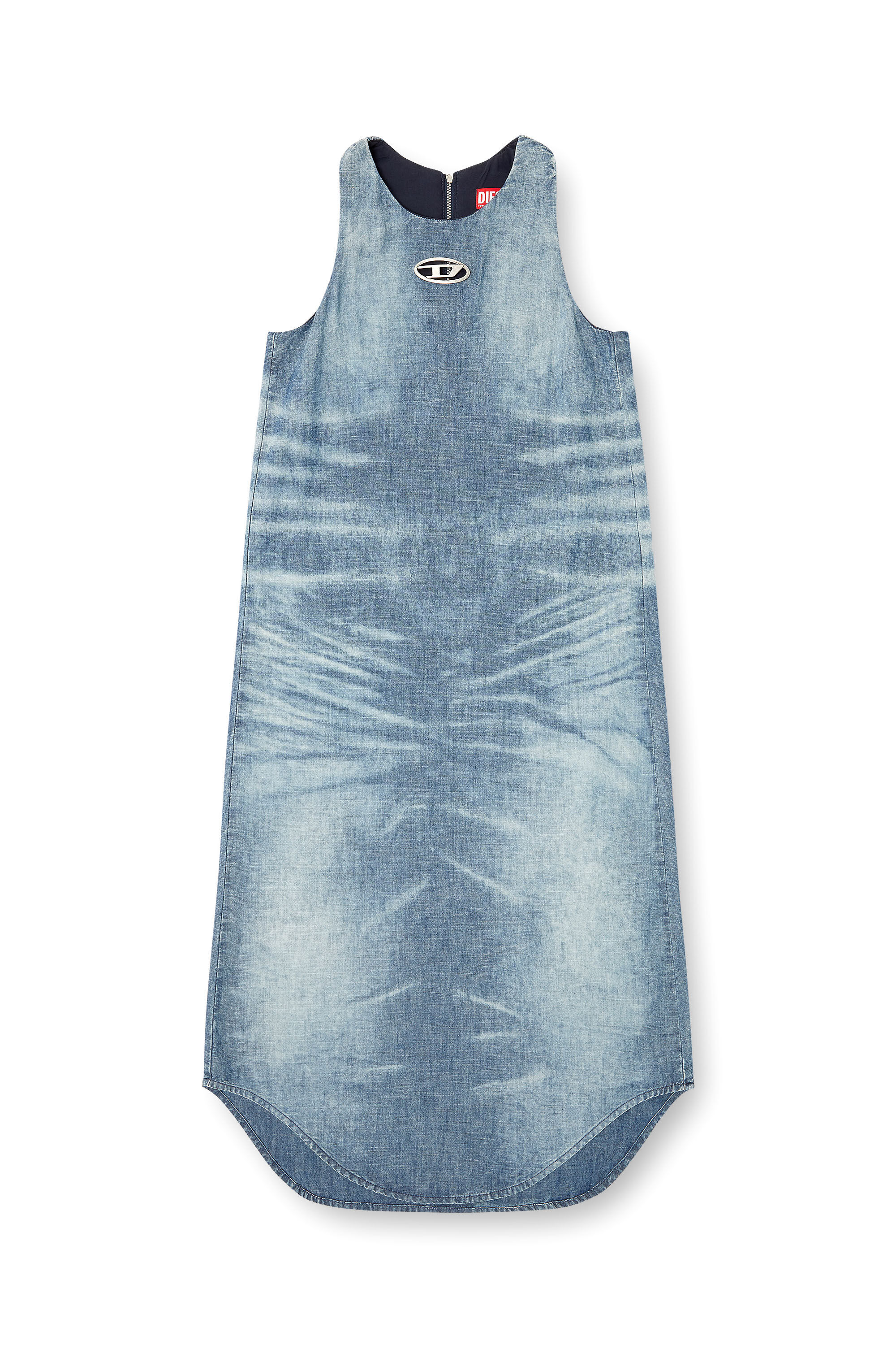 Diesel - DE-LINA-S, Robe longue en denim marbré Femme in Bleu - 2