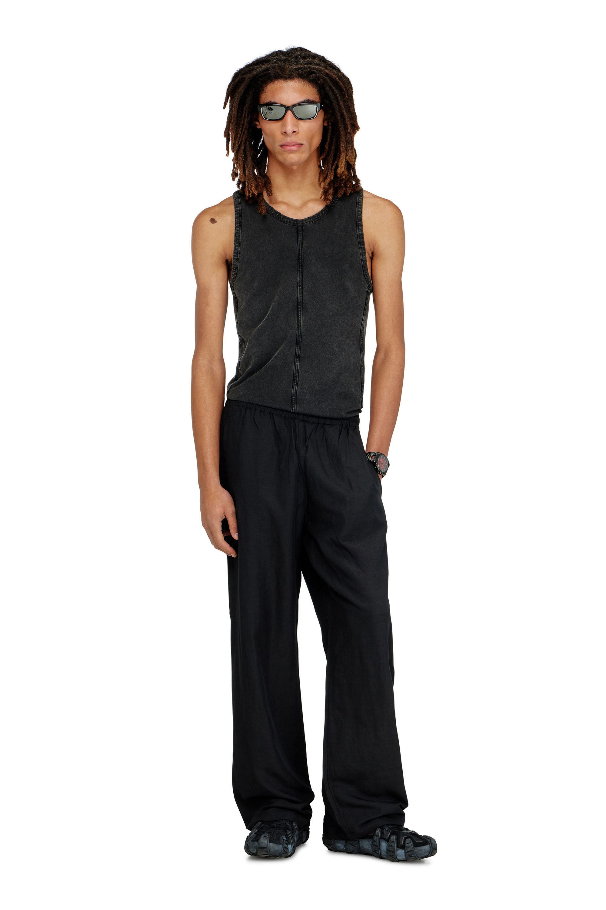 Women's Linen-blend pants | Black | Diesel {{Country}}