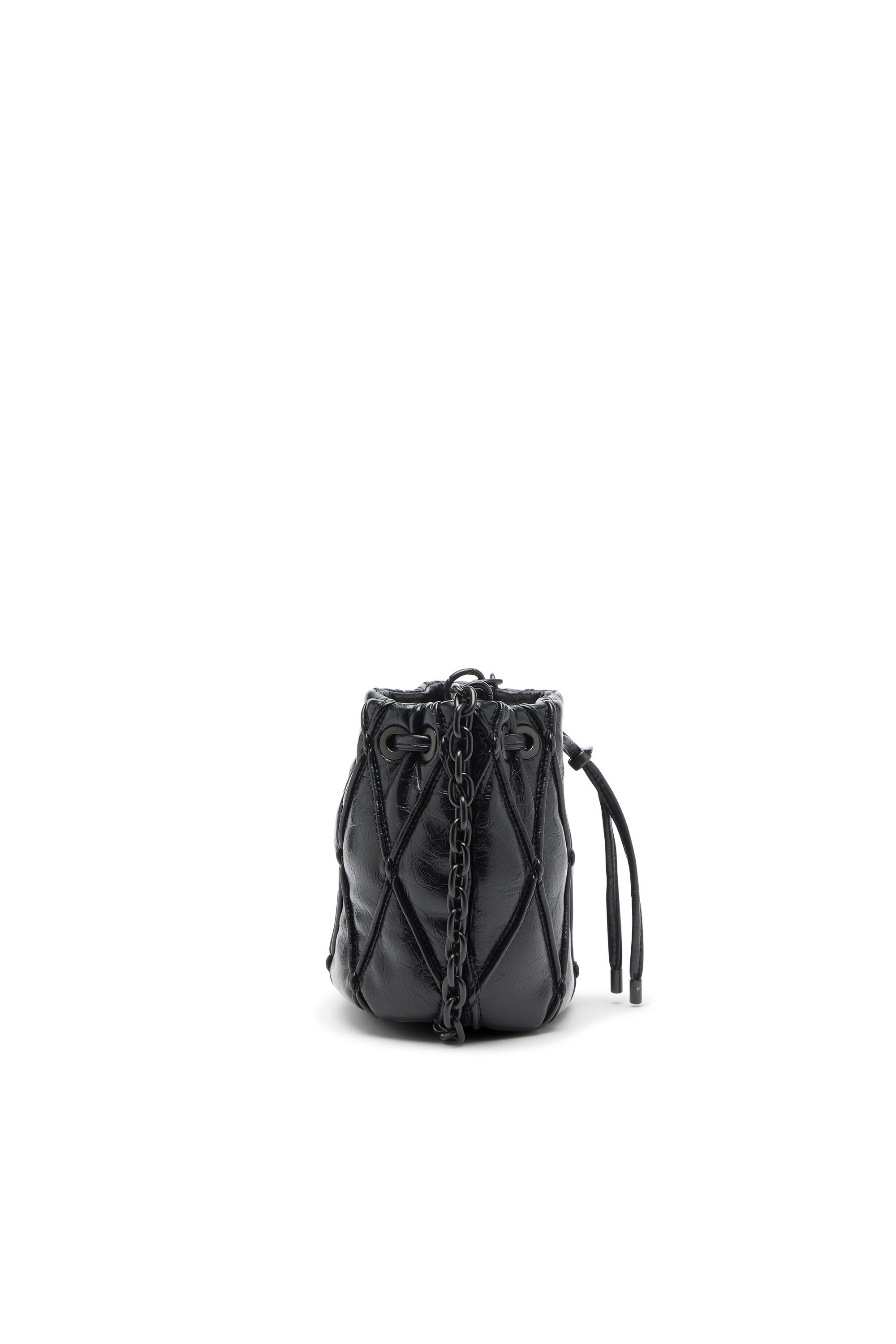 Diesel - CHARM-D BUCKET S, Woman's Charm-D - Bucket bag in shiny quilted PU in Black - 4