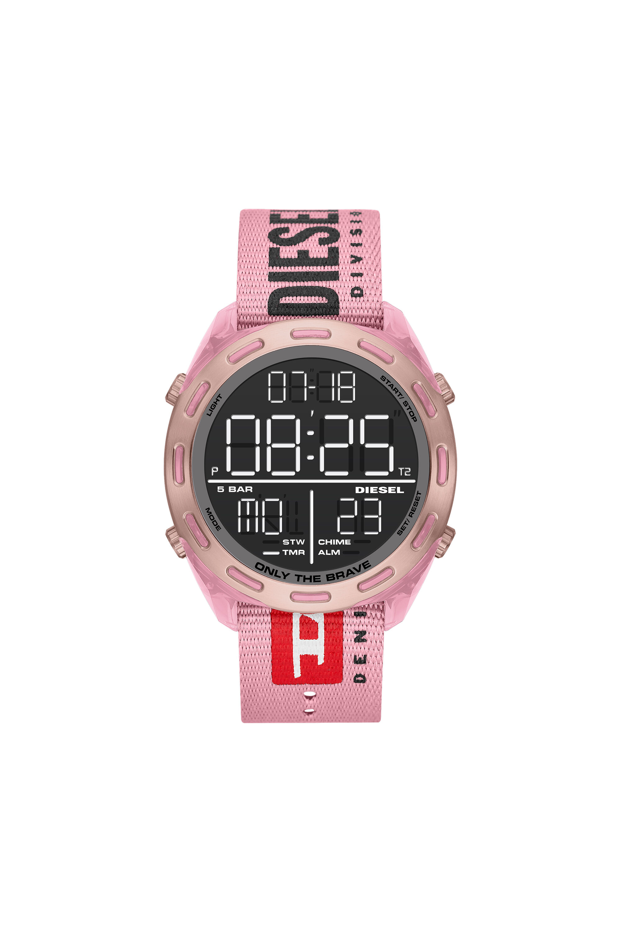 Diesel - DZ1941, Montre Crusher numérique en nylon rose Mixte in Rose - 1