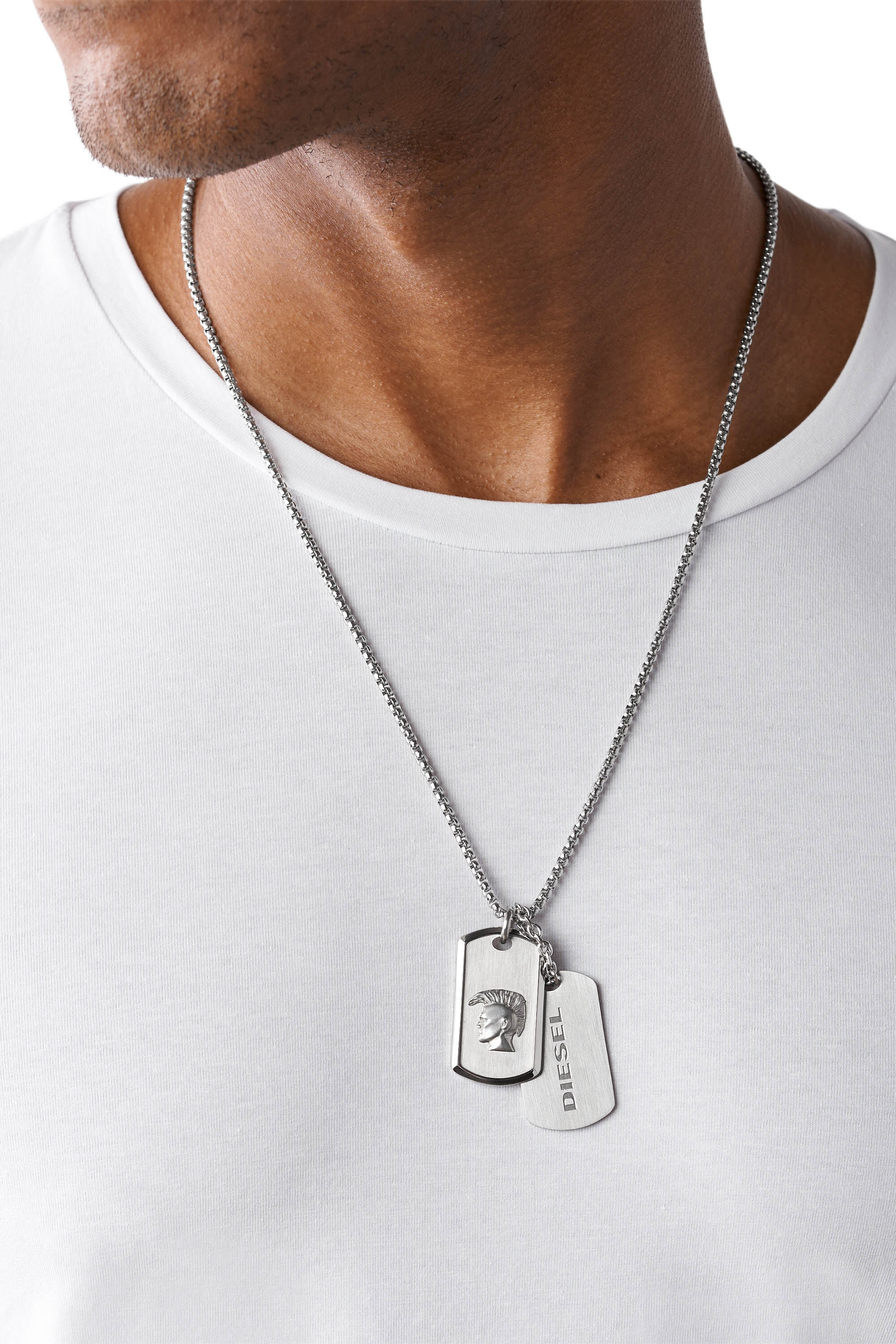 Diesel - DX1210, Male's Stainless Steel Double Dog Tag Necklace in Silver - 3