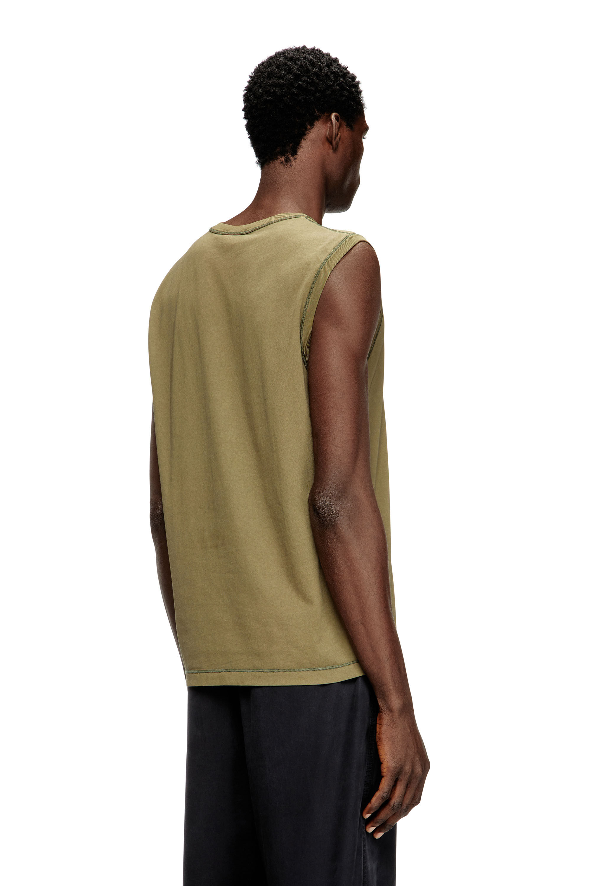 Men's Cotton tank top with metallic Oval D | Green | Diesel
