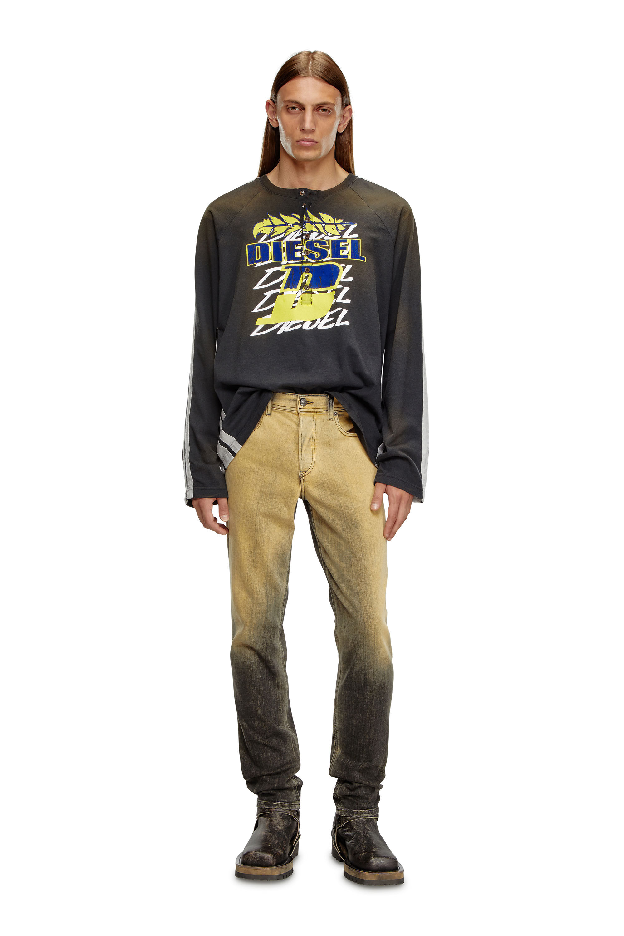Diesel - Male's Regular Jeans 2023 D-Finitive 09J85, Black/Yellow - 1