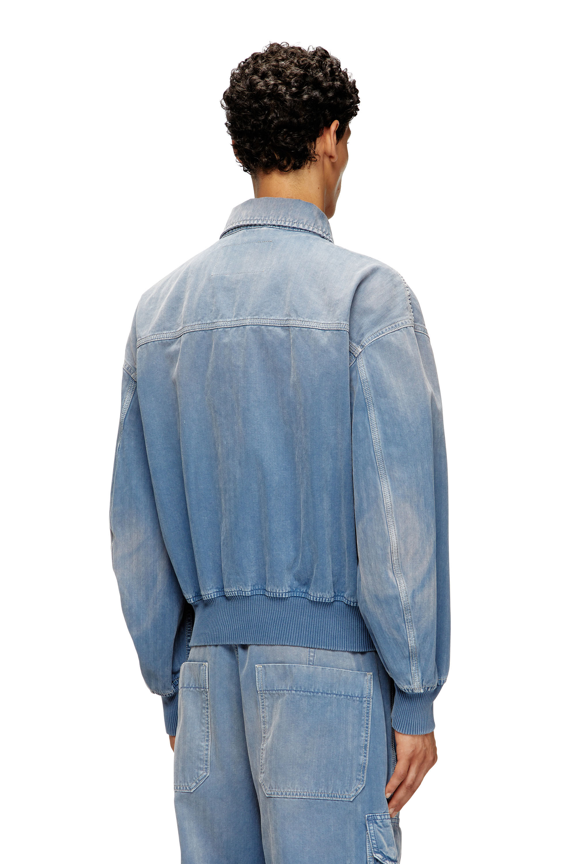 Diesel - D-KURZ, Veste en denim à chevrons coloré Mixte in Bleu - 5