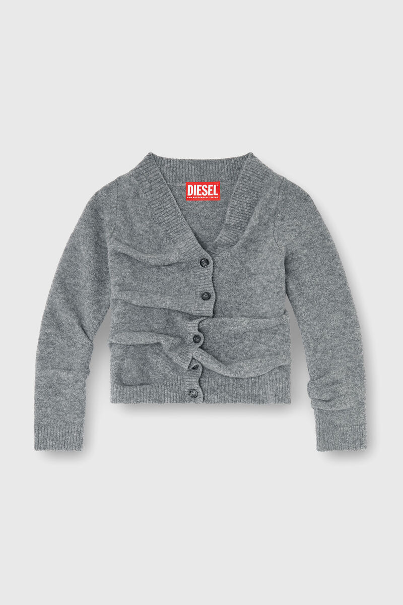 Cropped cardigan in wrinkled boiled knit
