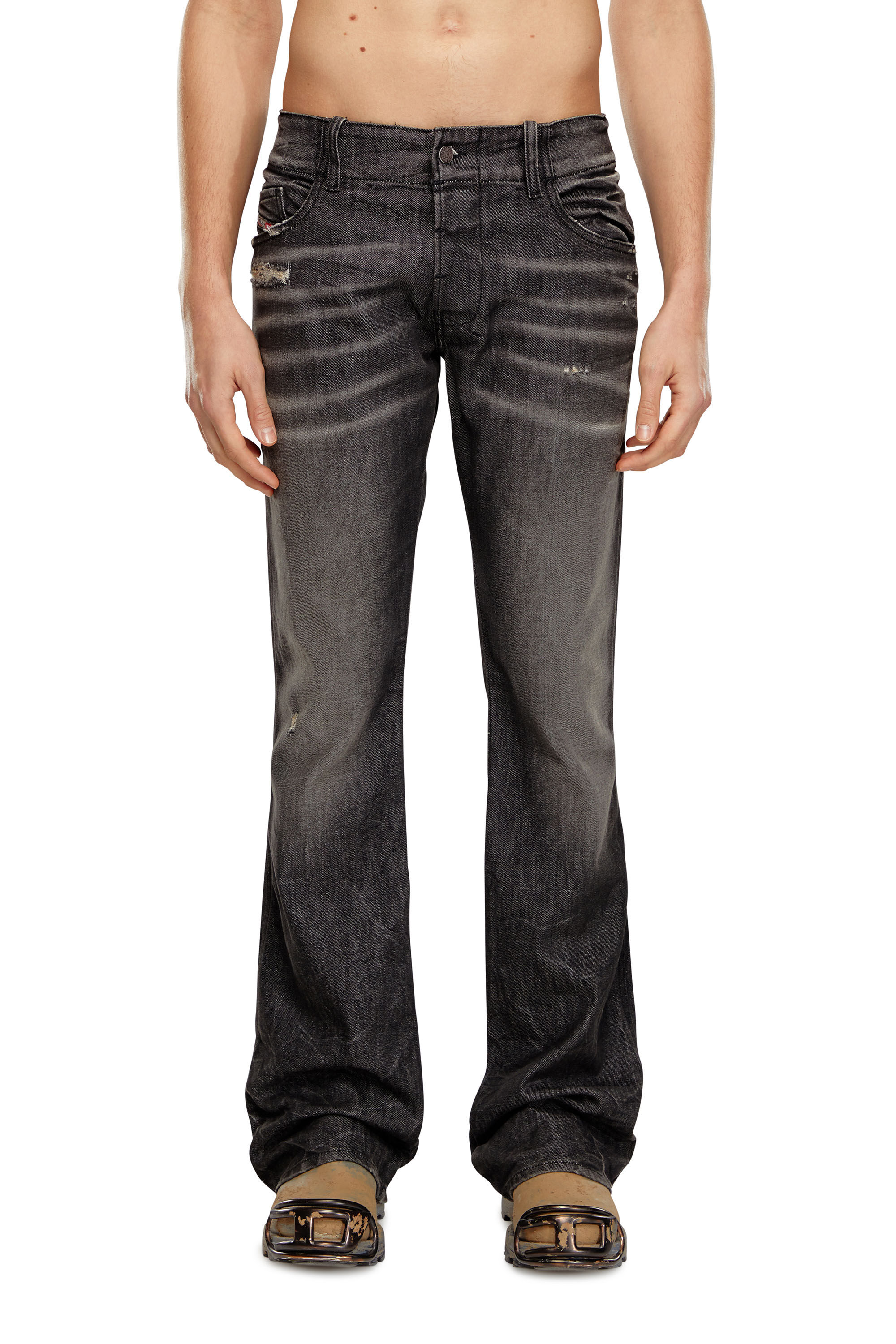 Diesel - Bootcut Jeans D-Backler 09H51 Homme, Noir/Gris foncé - Image 3