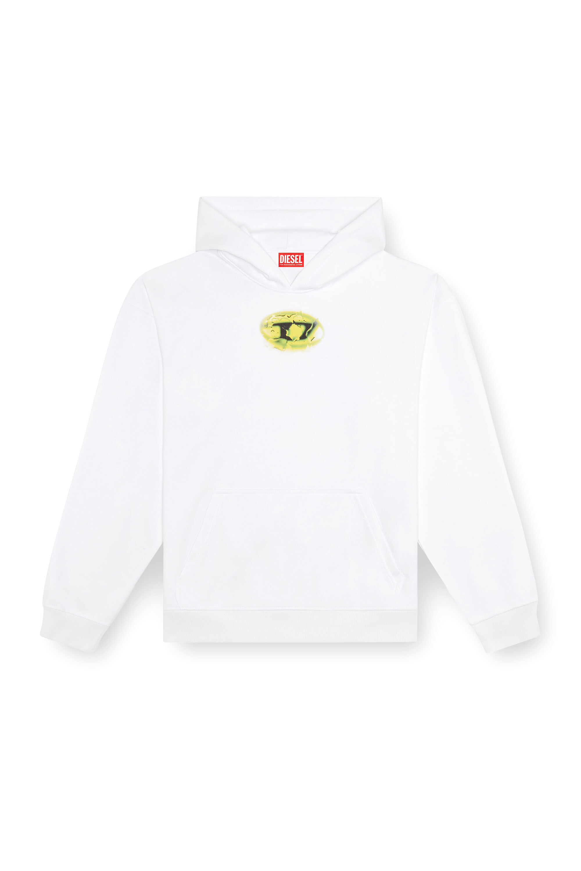 Men's Hoodie with water-effect logo print | White | Diesel Men's Hoodie with water-effect logo print | White | Diesel