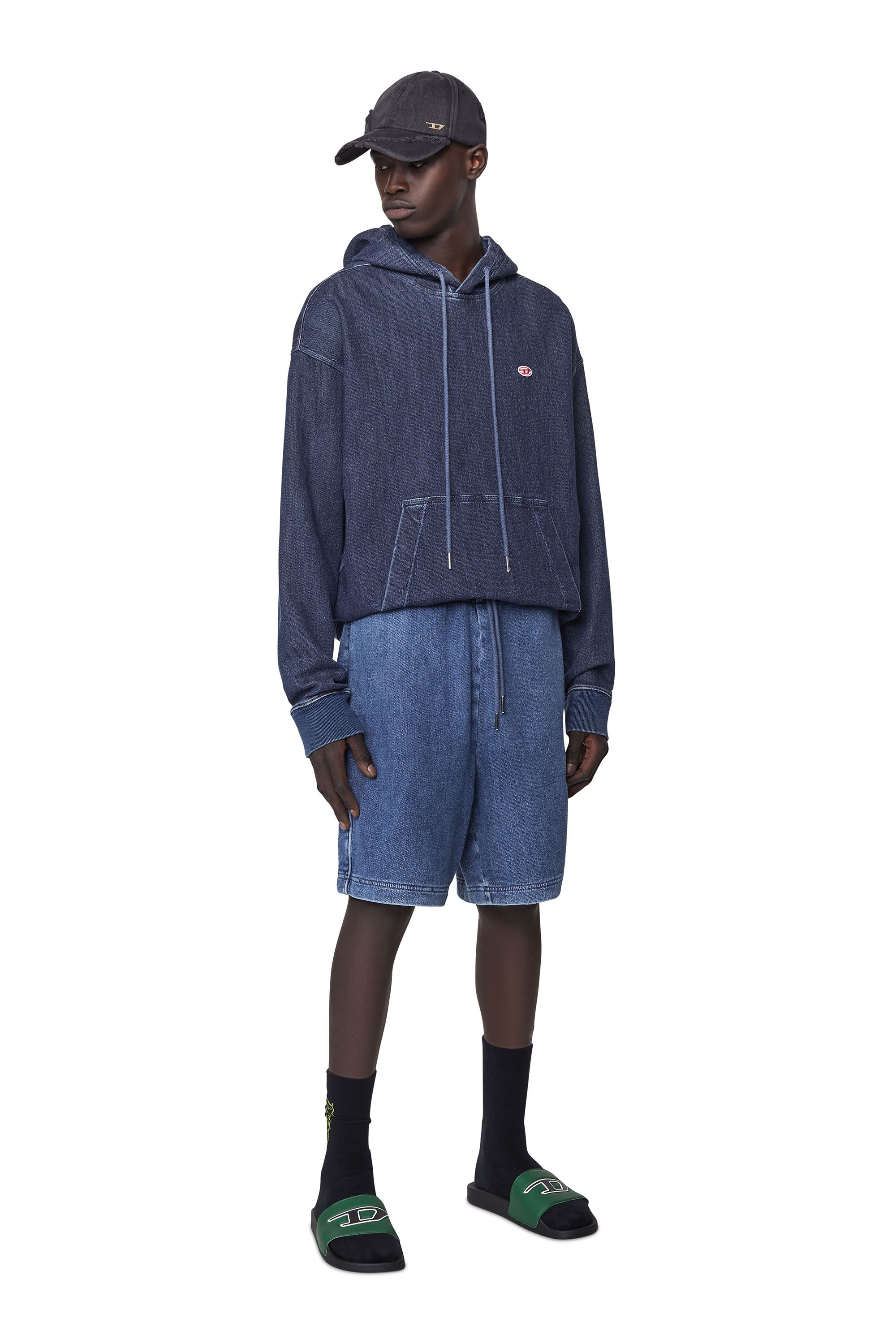 Diesel - D-BOXY TRACK DENIM SHORTS, Short en Track Denim Homme in Bleu - 1
