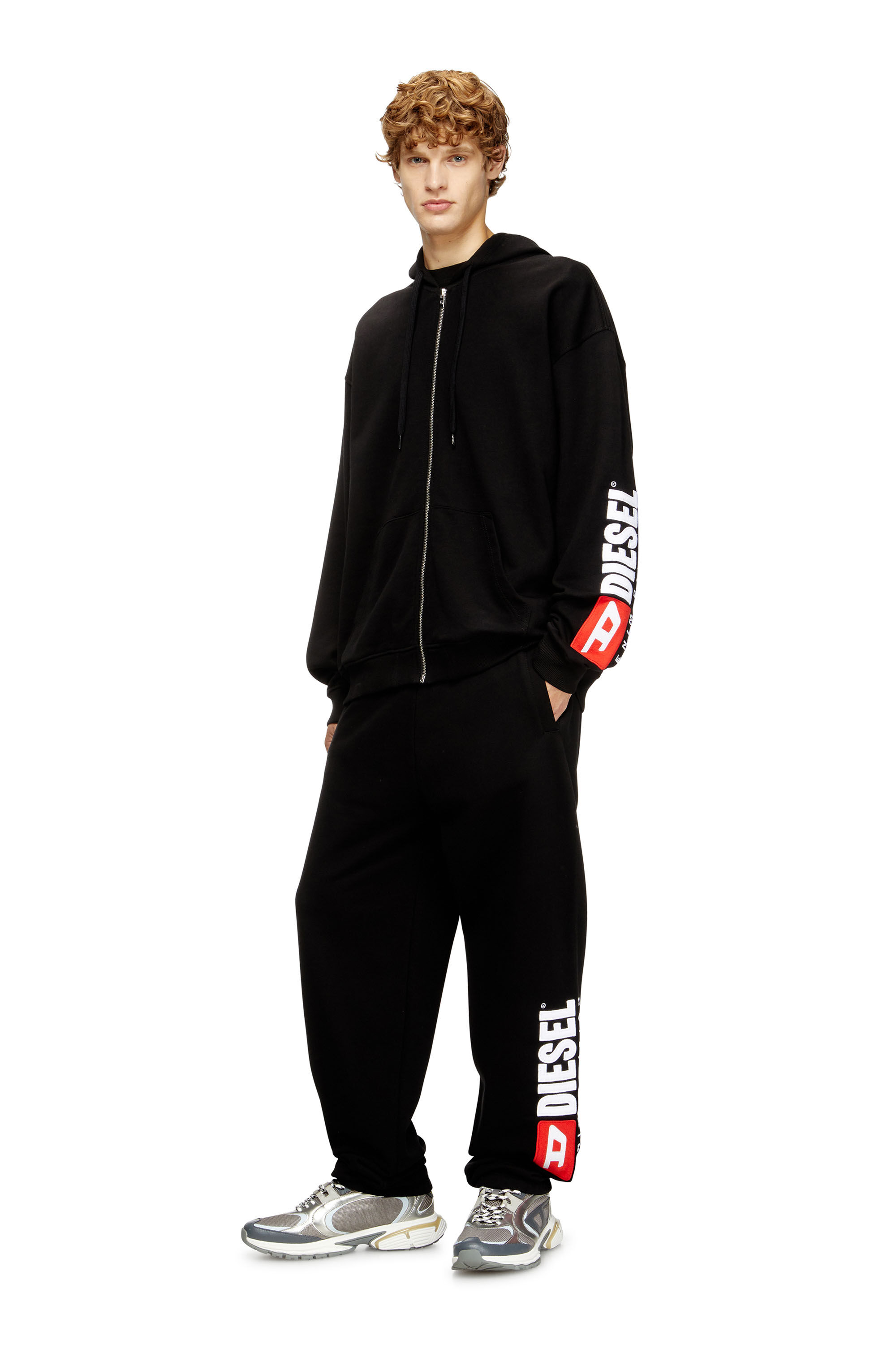 Men's Cotton pants with Diesel patch | Black | Diesel Men's Cotton pants with Diesel patch | Black | Diesel