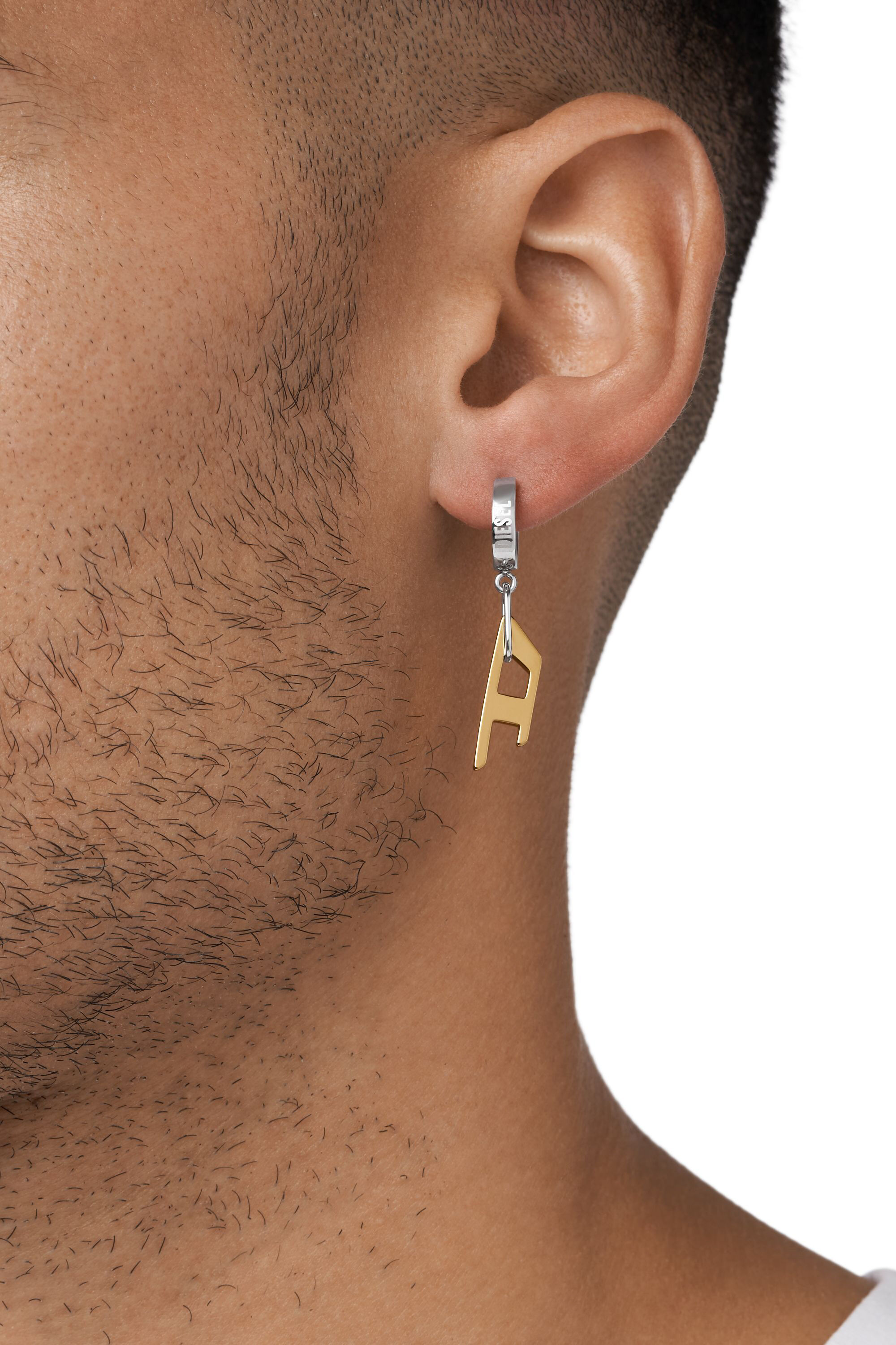 ☆DIESEL☆ hoop single earrings DX1333040 DIESEL Mens Earring DX1333040 Stainless Steel Cross - Golden