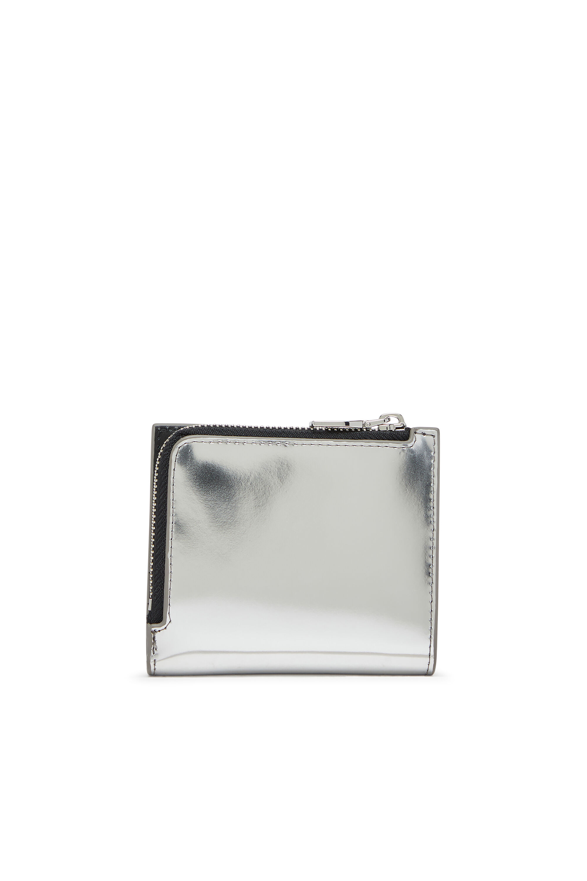 Women's Bi-fold card holder in mirrored leather | Silver | Diesel