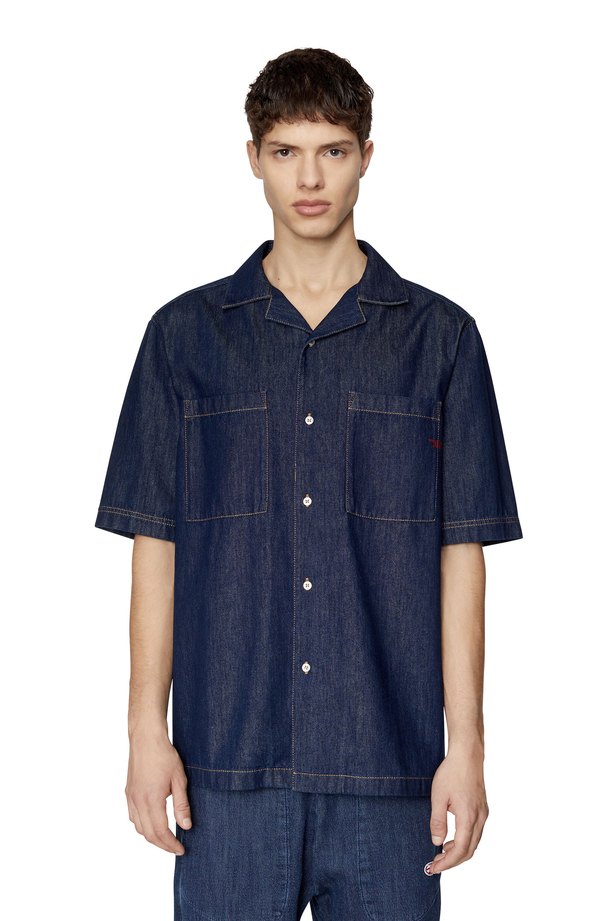 D-PAROSHORT Man: Bowling shirt in rinse cotton denim | Diesel