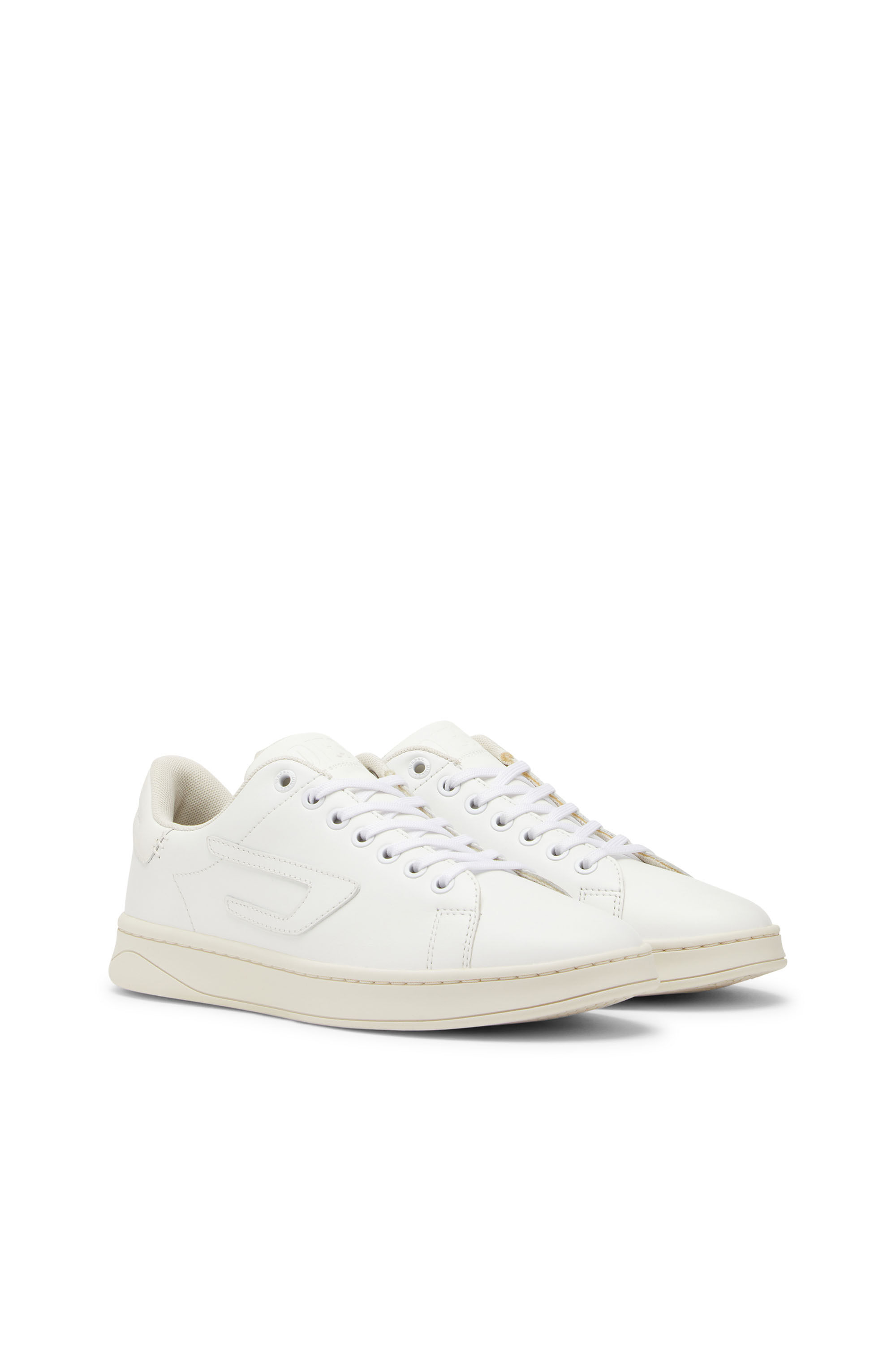 Diesel - S-ATHENE LOW W, Female's S-Athene Low-Low-top leather sneakers with D patch in White - 2