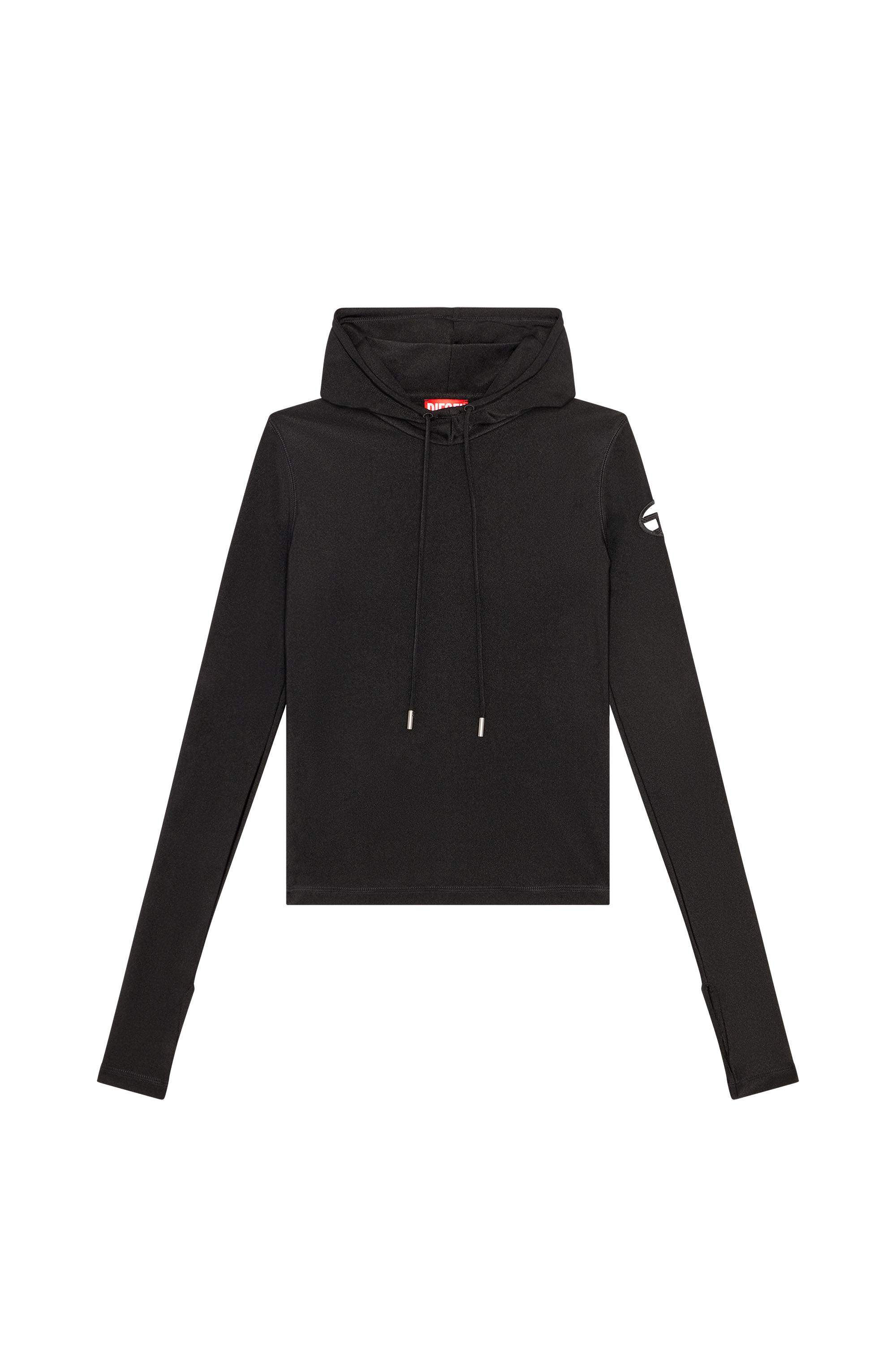 Women's Hoodie in shiny stretch nylon | Black | Diesel