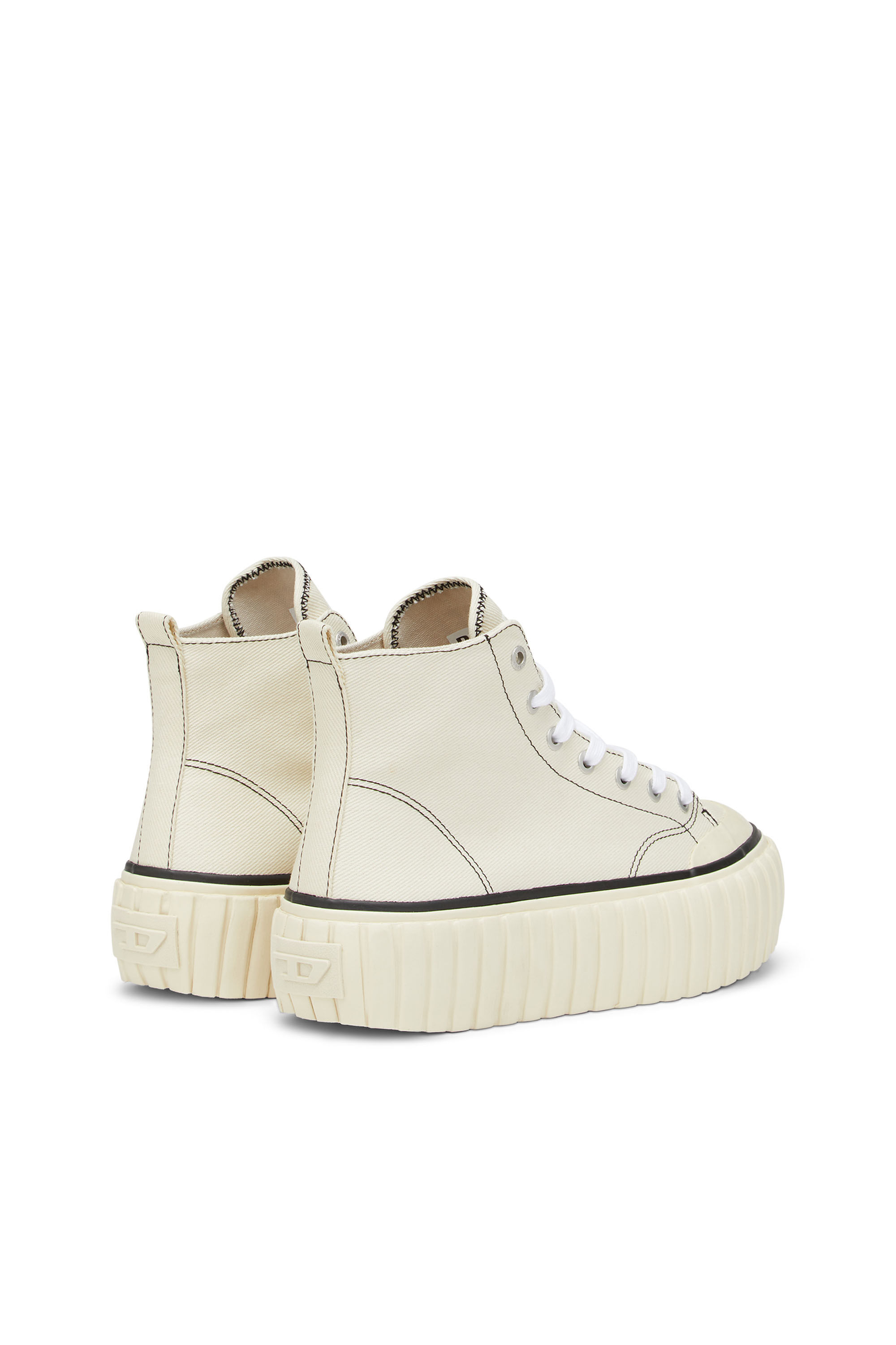 Diesel - S-HANAMI MID W, Female's High-top flatform sneakers in canvas denim in White - 3