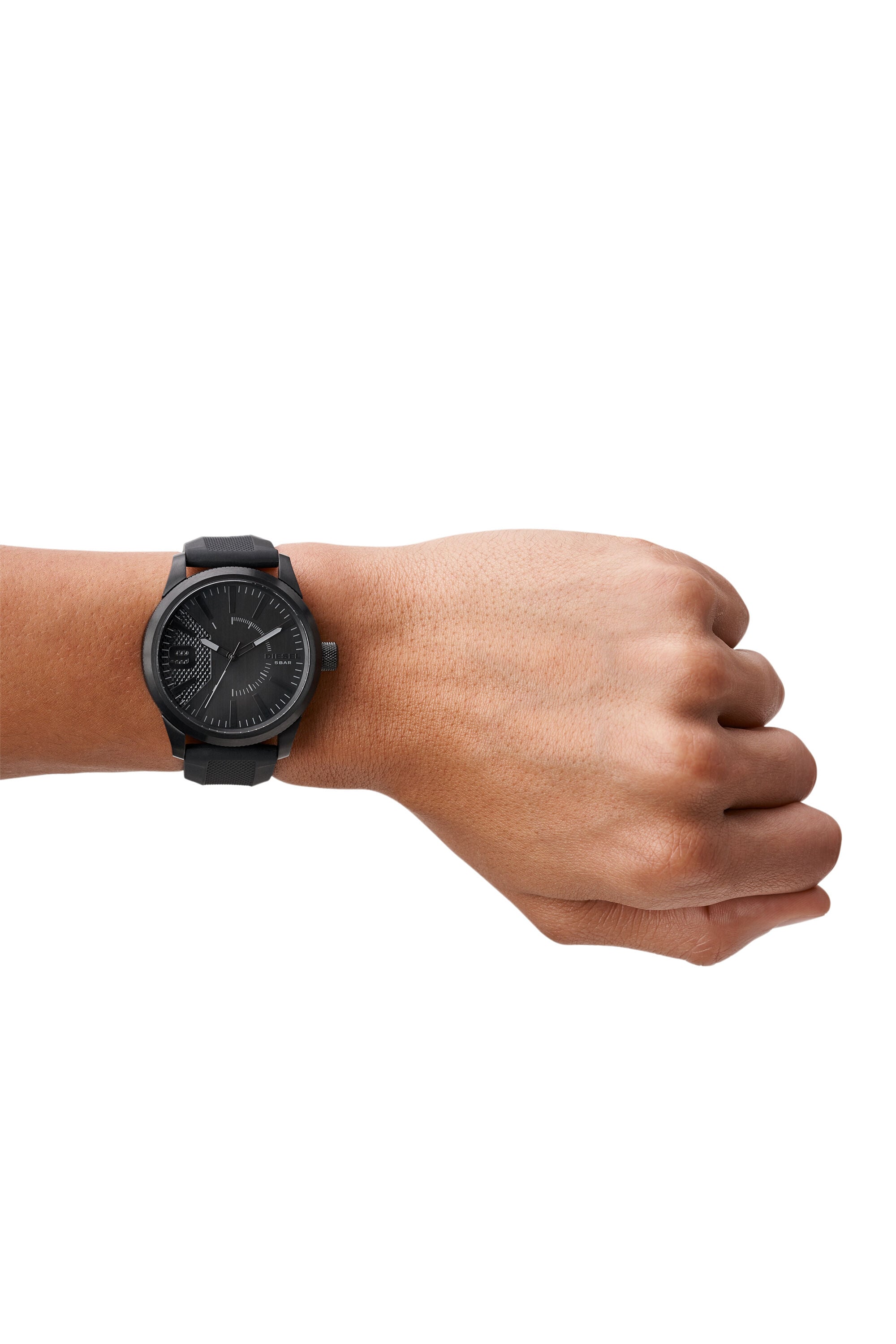 DZ1807 Man: Rasp total black silicon watch, 46 mm | Diesel