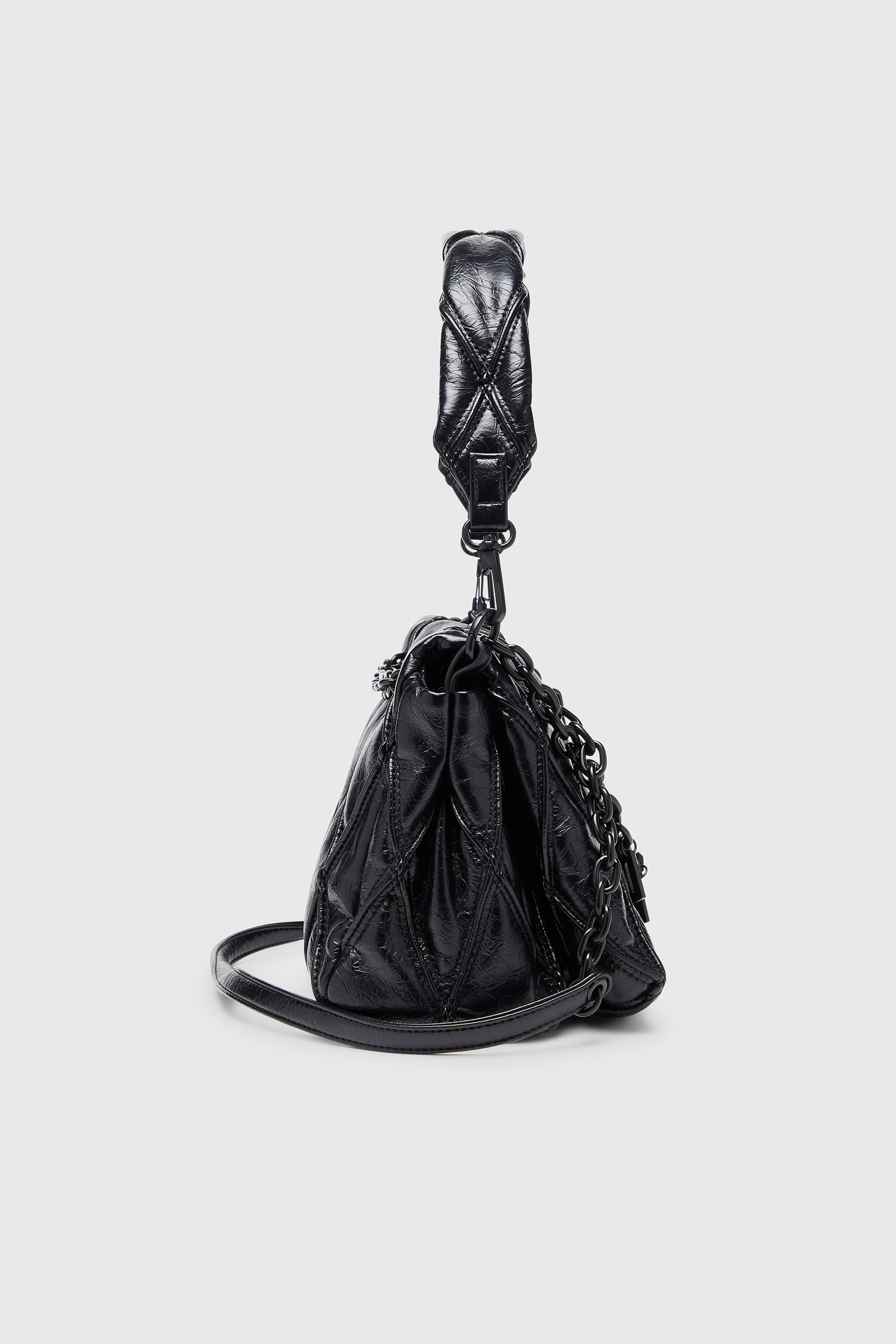 Women's Charm-D - Shoulder bag in shiny quilted PU | Black