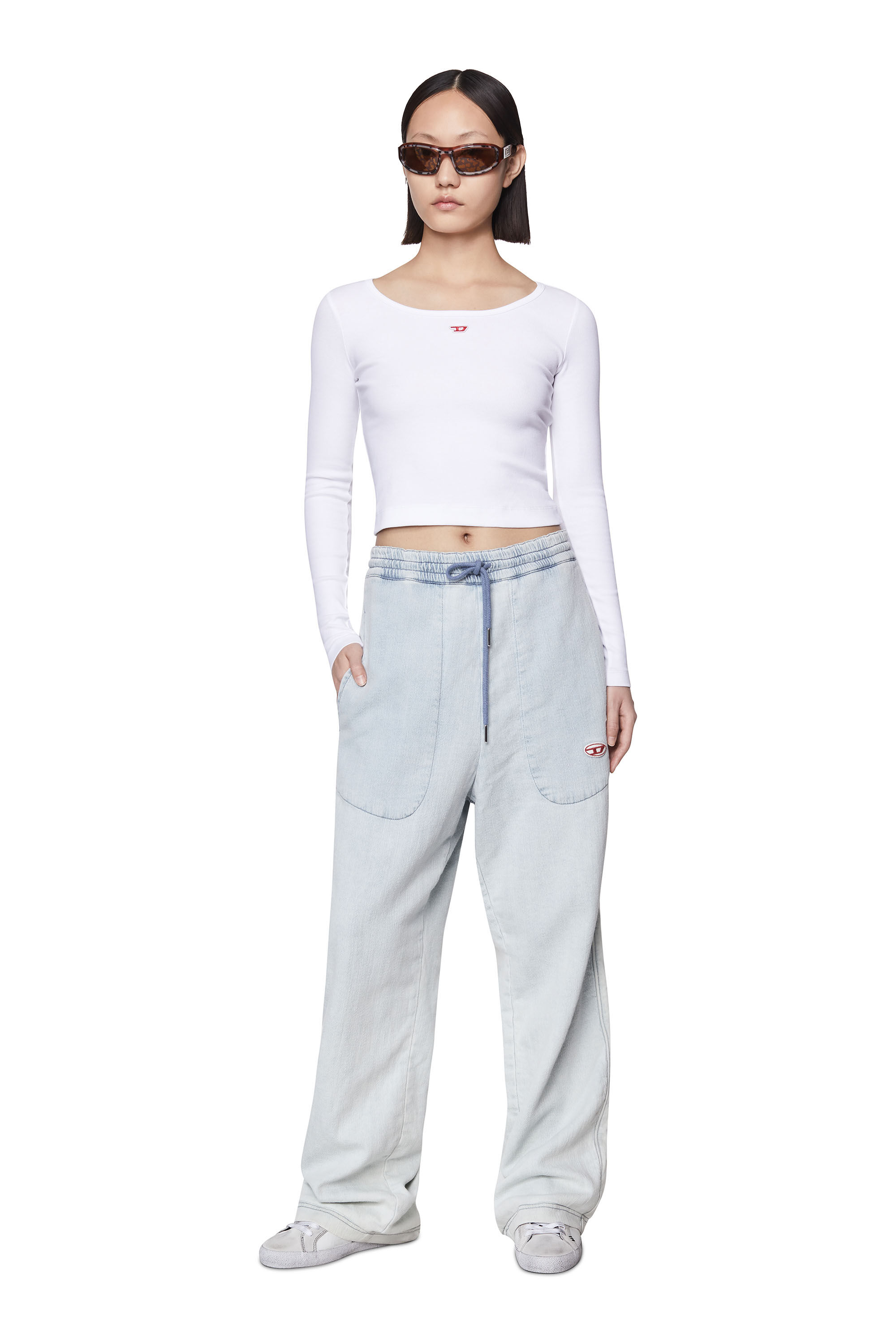 Diesel - S-LEROJI LOW W, Female's S-Leroji Low W - Low-top leather sneakers with D logo in White - 8
