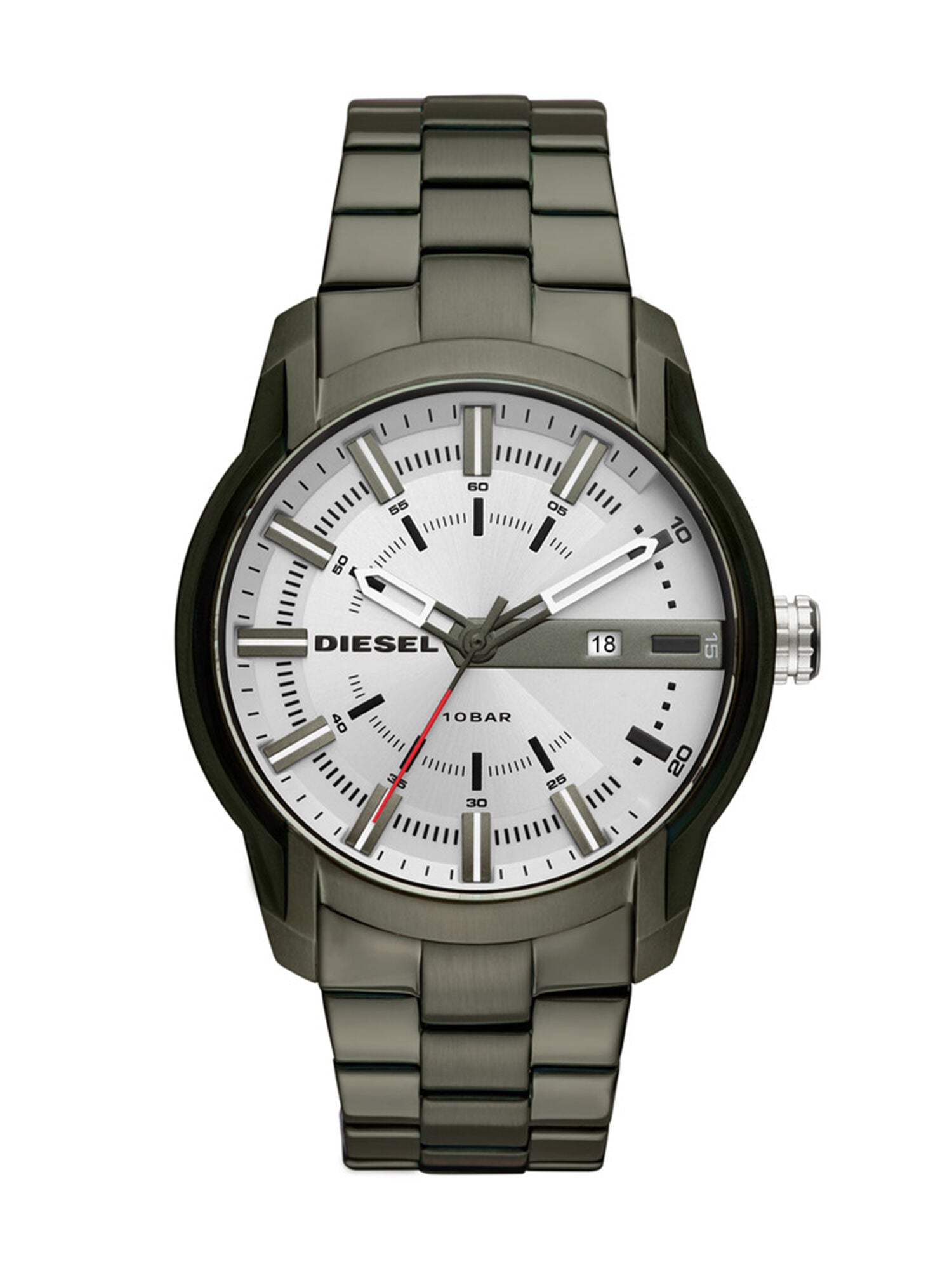 DZ1853 Man: Olive watch with three-link strap, 44 mm | Diesel