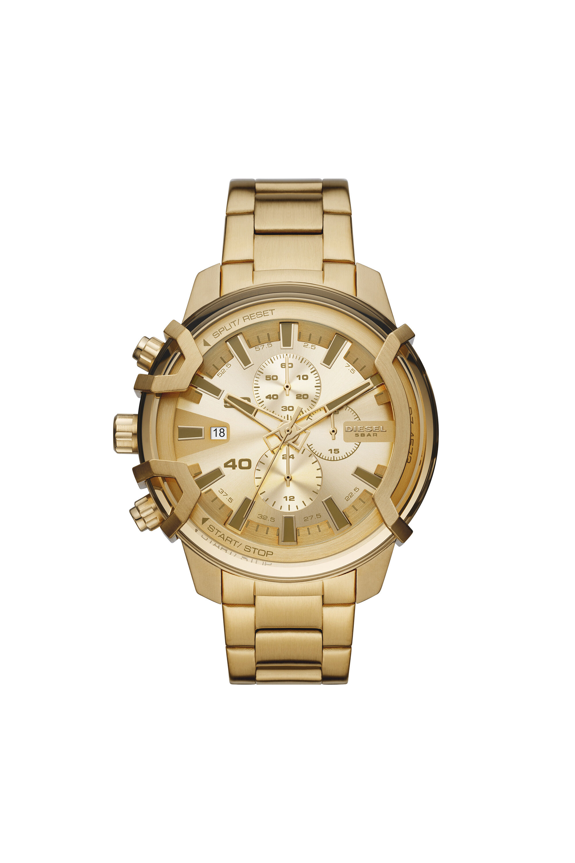 Diesel - DZ4573, Male's Griffed chronograph gold-tone watch in Gold - 1