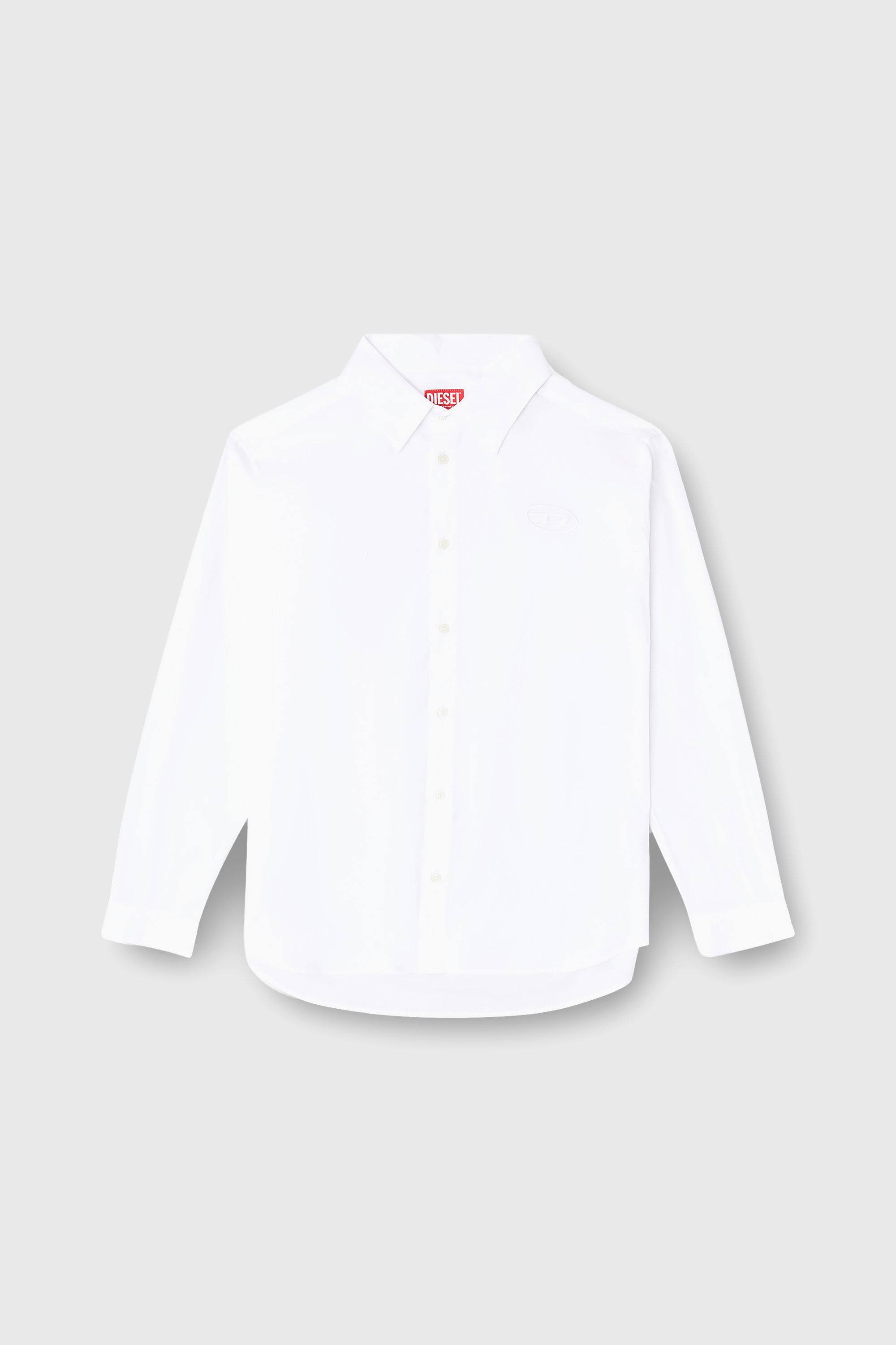 Diesel - S-SIMPLY-GSBH, Man's Stretch poplin shirt with embroidery in White - 2