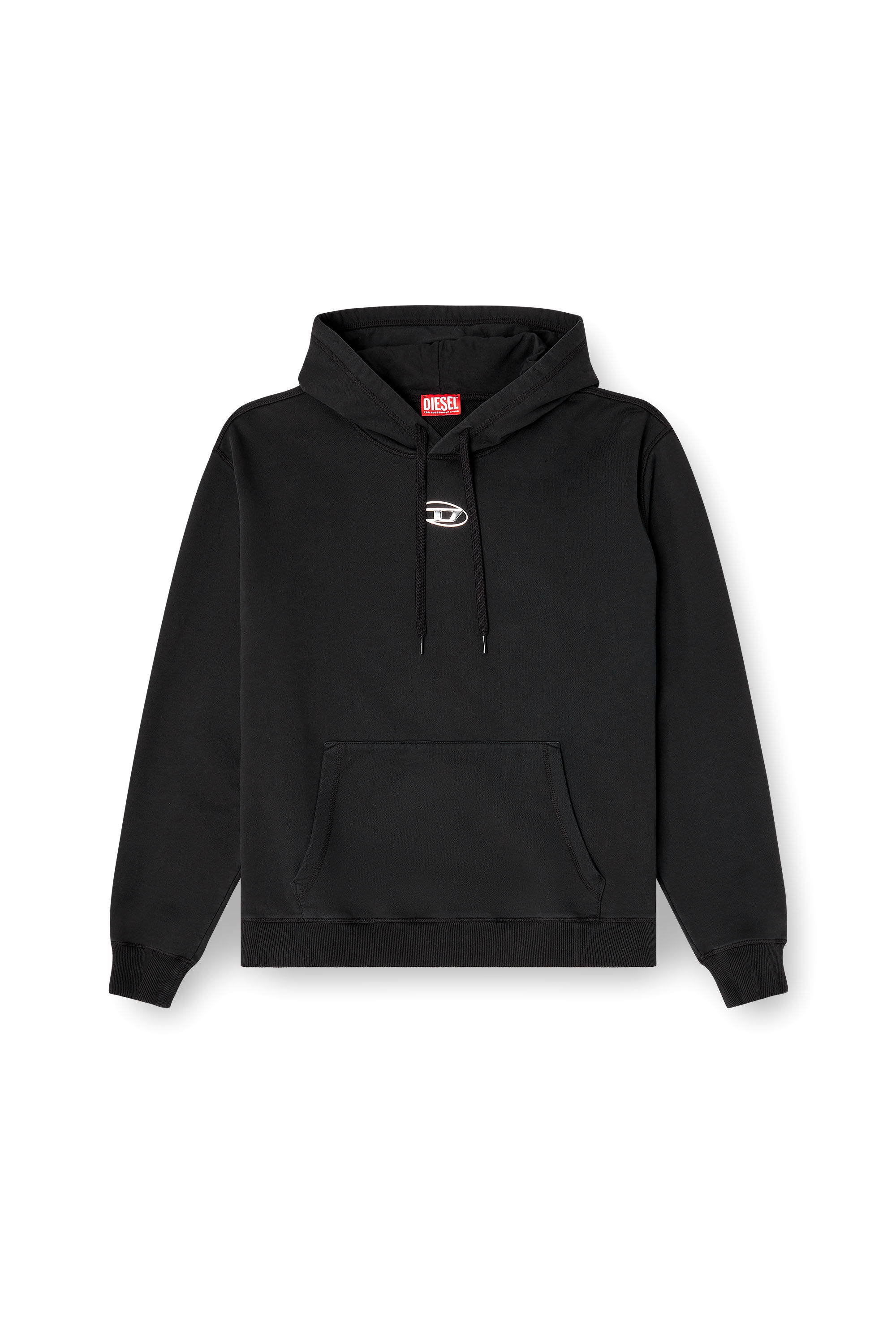 Men's Cotton hoodie with metallic Oval D | Black | Diesel US