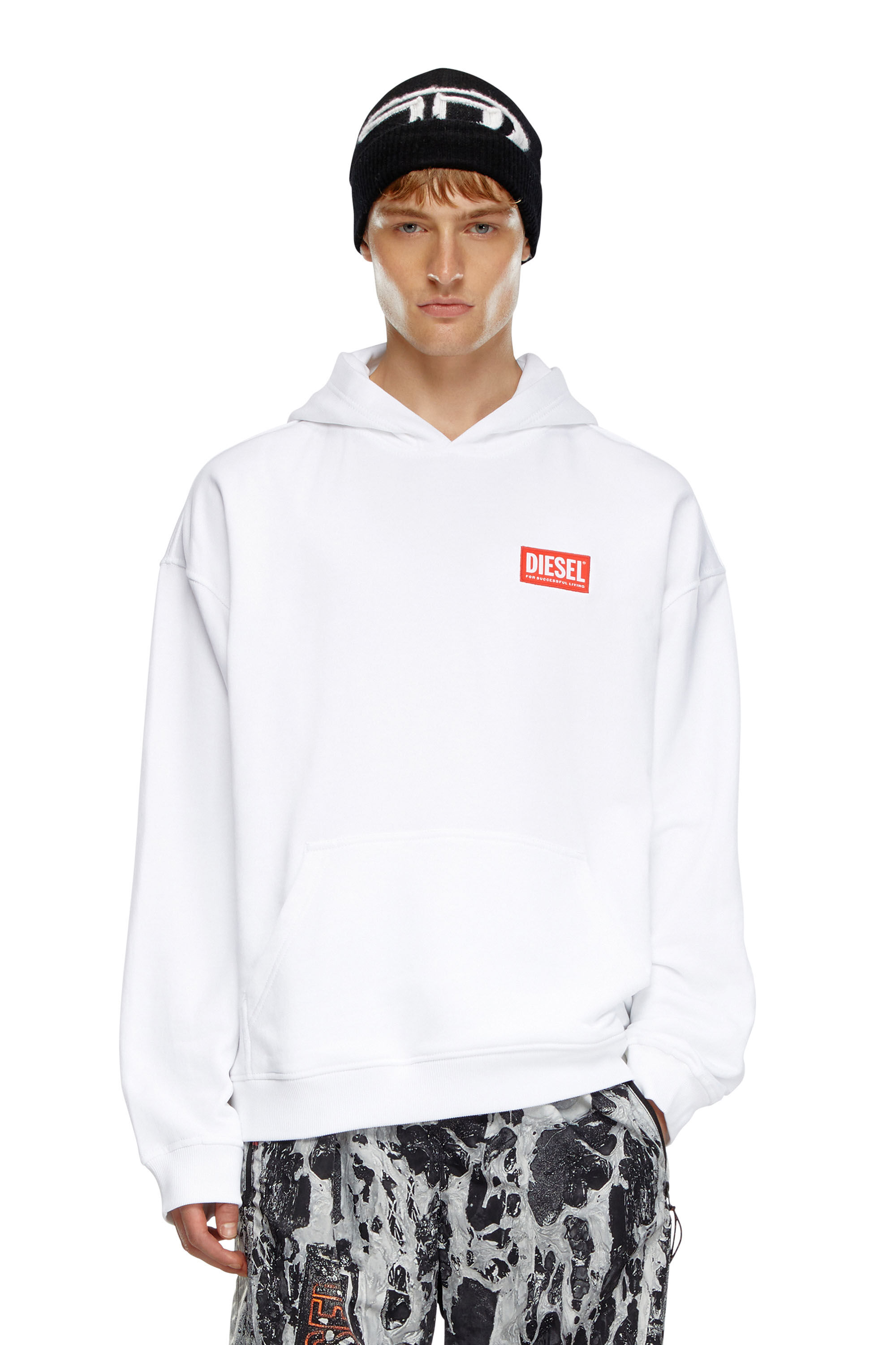 Diesel - S-BOXT-HOOD-LAB, Sweat-shirt à capuche avec étiquette Diesel Homme in Blanc - 3