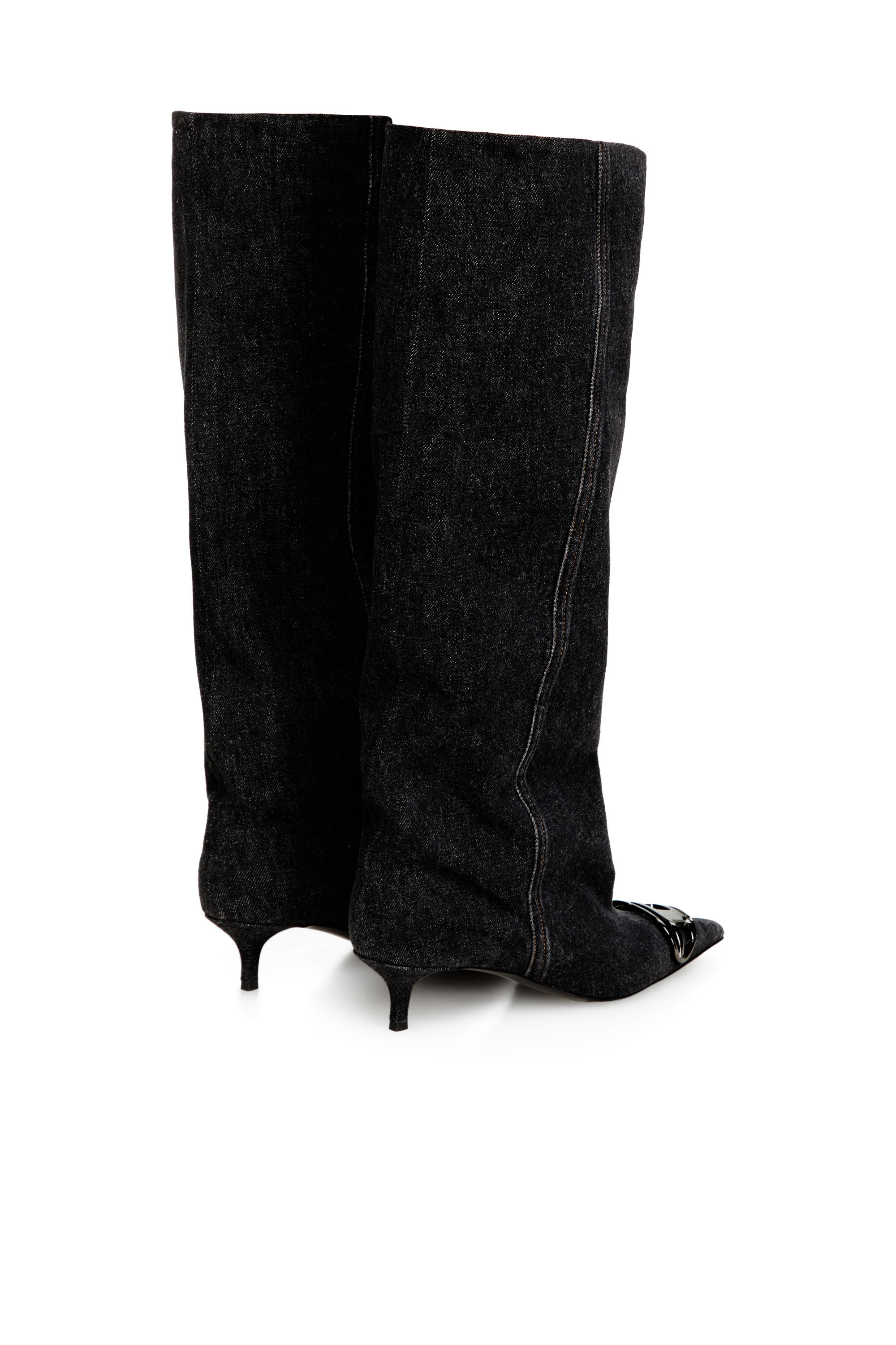 Women's D-Venus-Slouchy knee-high boot in denim | Black | Diesel
