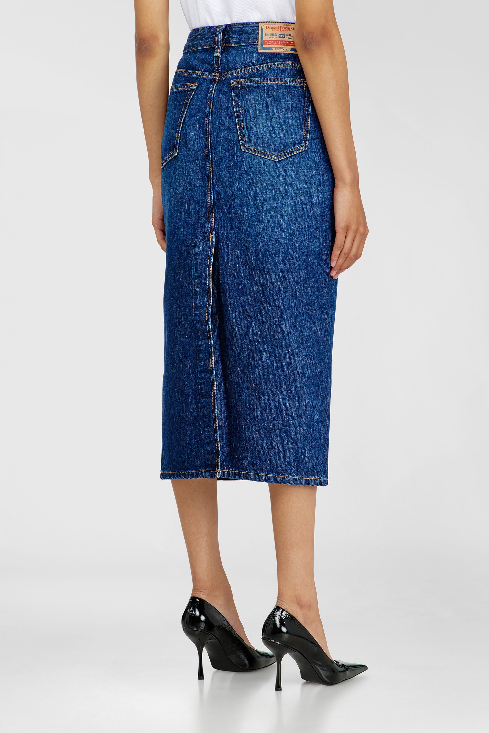 Diesel - DE-SKYE-D, Falda vaquera midi Mujer in Azul marino - 4