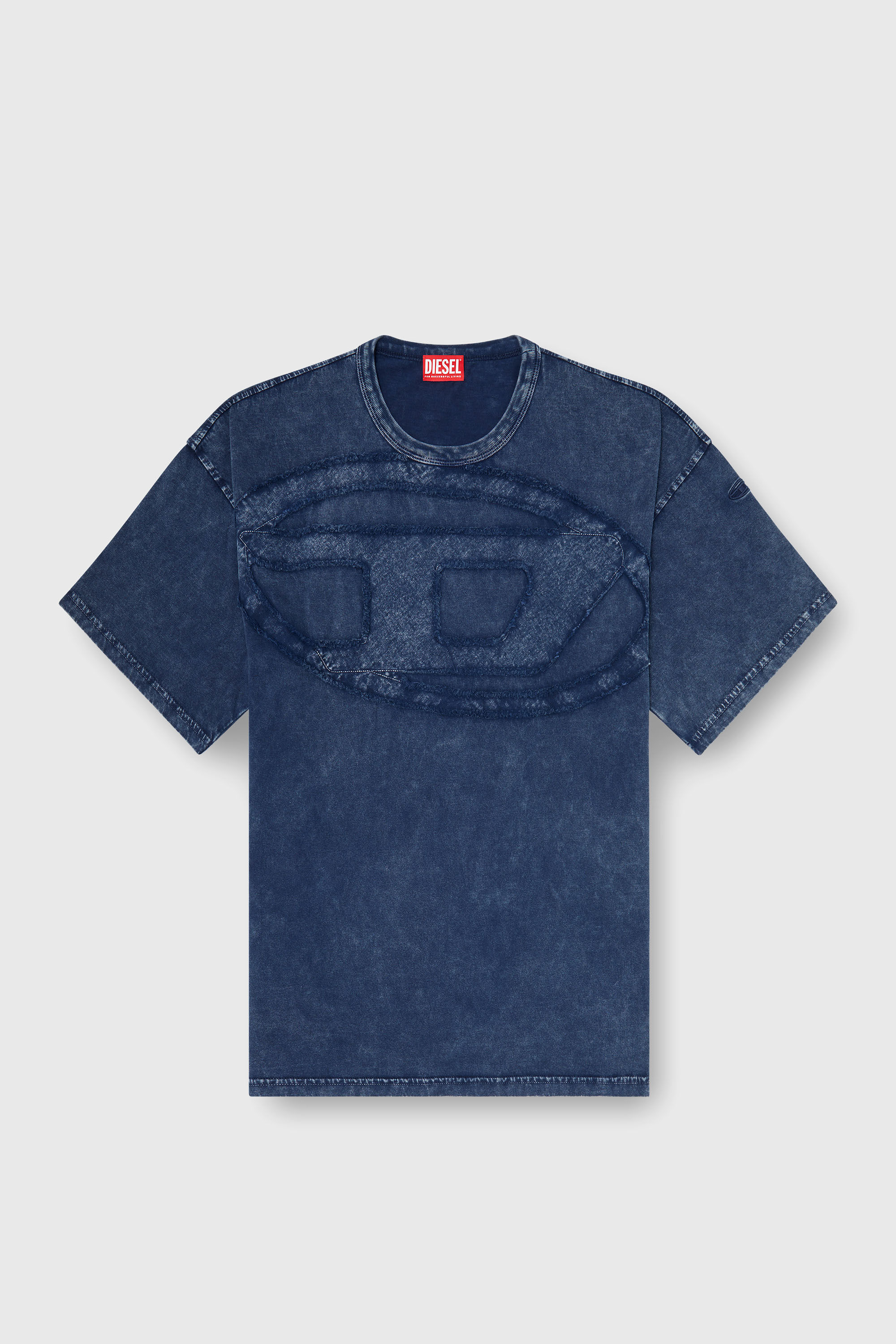 Diesel - T-BOXT-DEN, Camiseta de algod&oacute;n relajada con aplique Oval D Hombre in Azul marino - 2