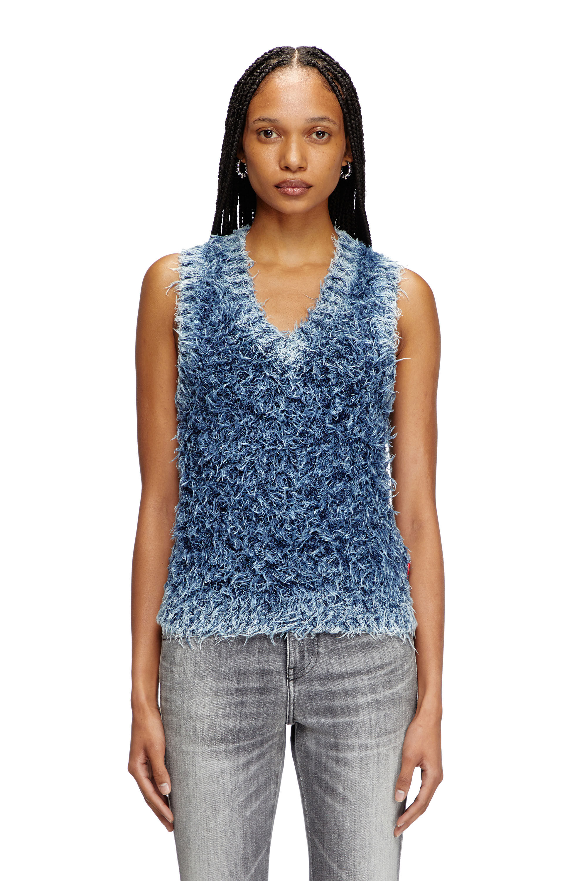 Women's Textured-knit vest | Blue | Diesel
