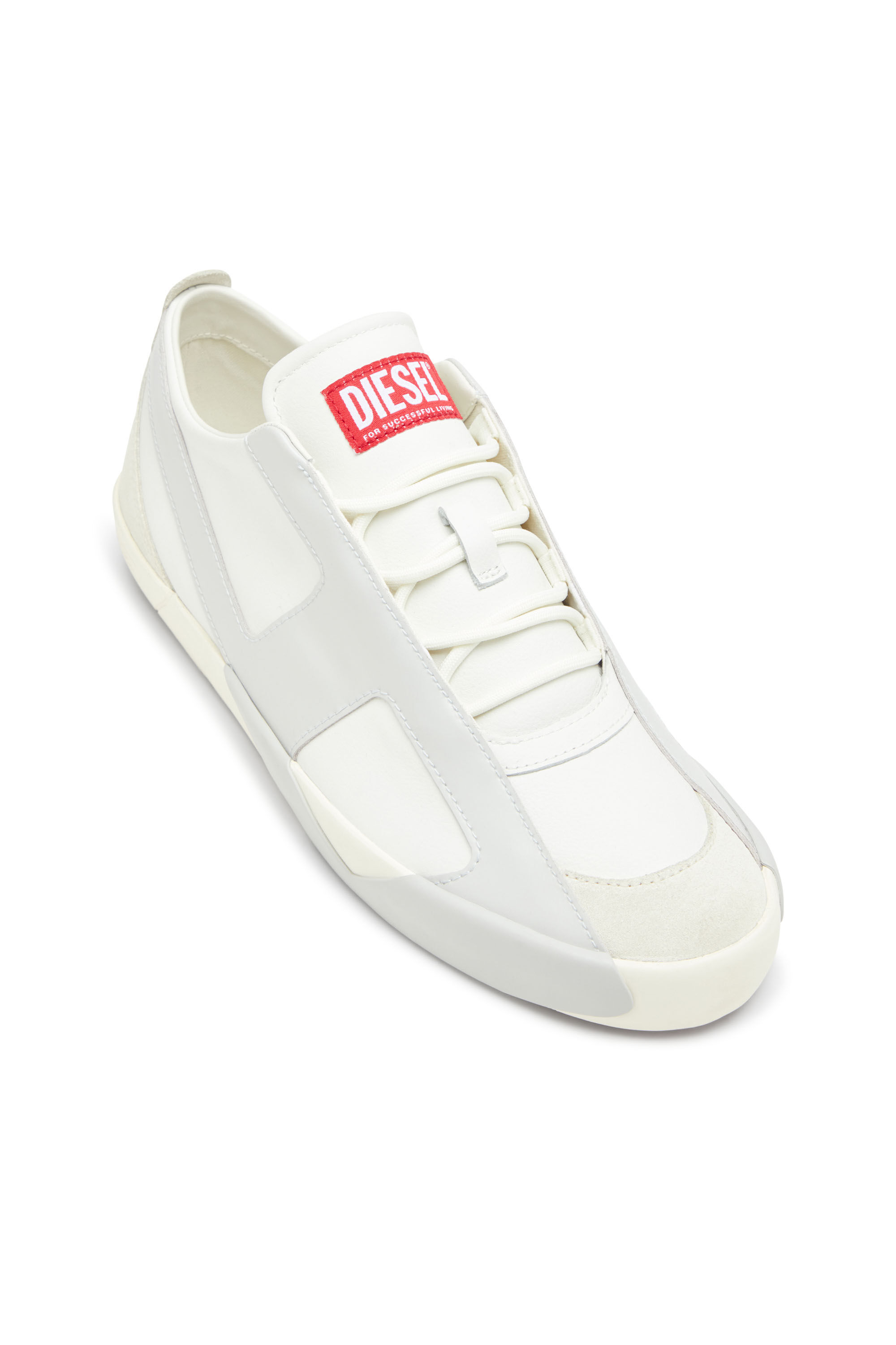 Diesel - S-SLANTE-D LOW, Male's S-Slante-D-Sneakers in suede and leather with D logo in White/Grey - 6