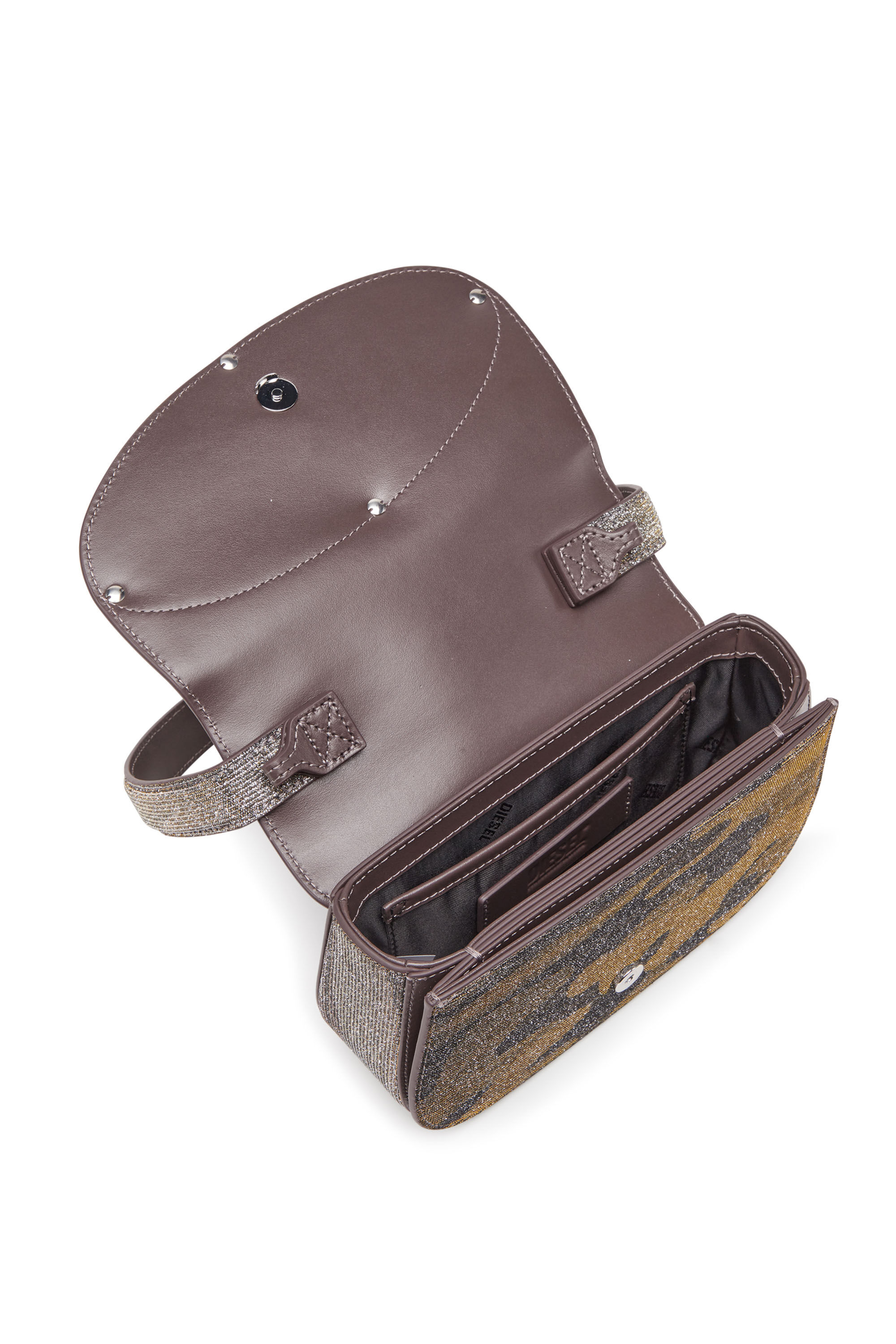 Diesel - 1DR, Female's 1DR-Iconic shoulder bag in camo lurex in Grey/Brown - 2