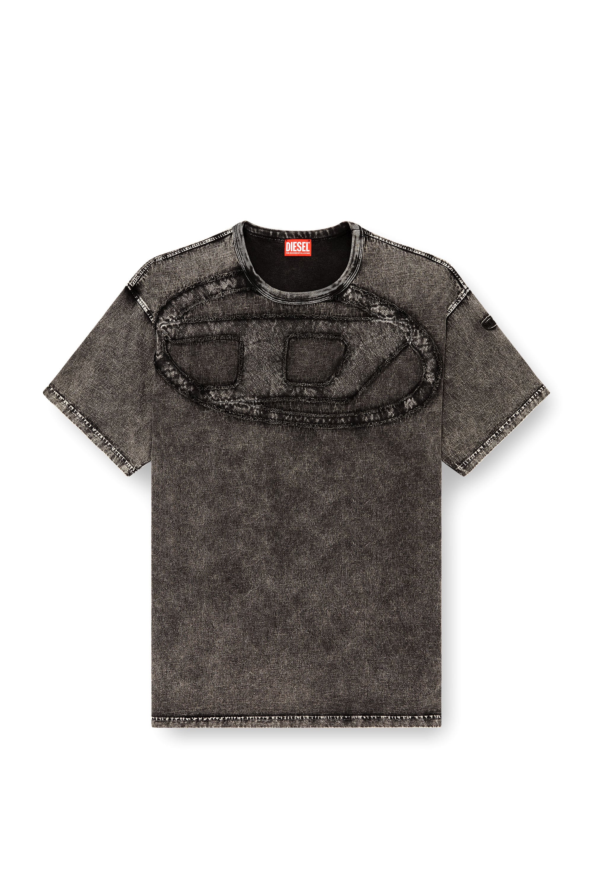 Diesel - T-BOXT-DEN, Man's Relaxed cotton T-shirt with Oval D applique in Black - 2