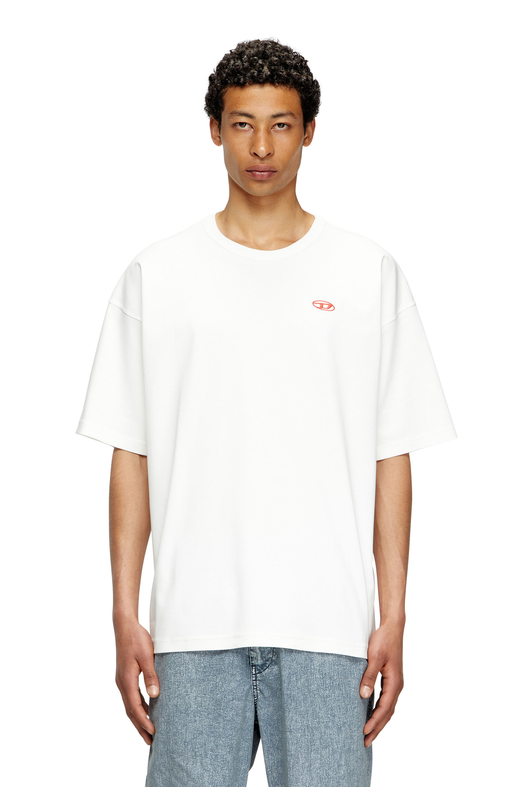 Men's T-shirt with red Oval D | White | Diesel