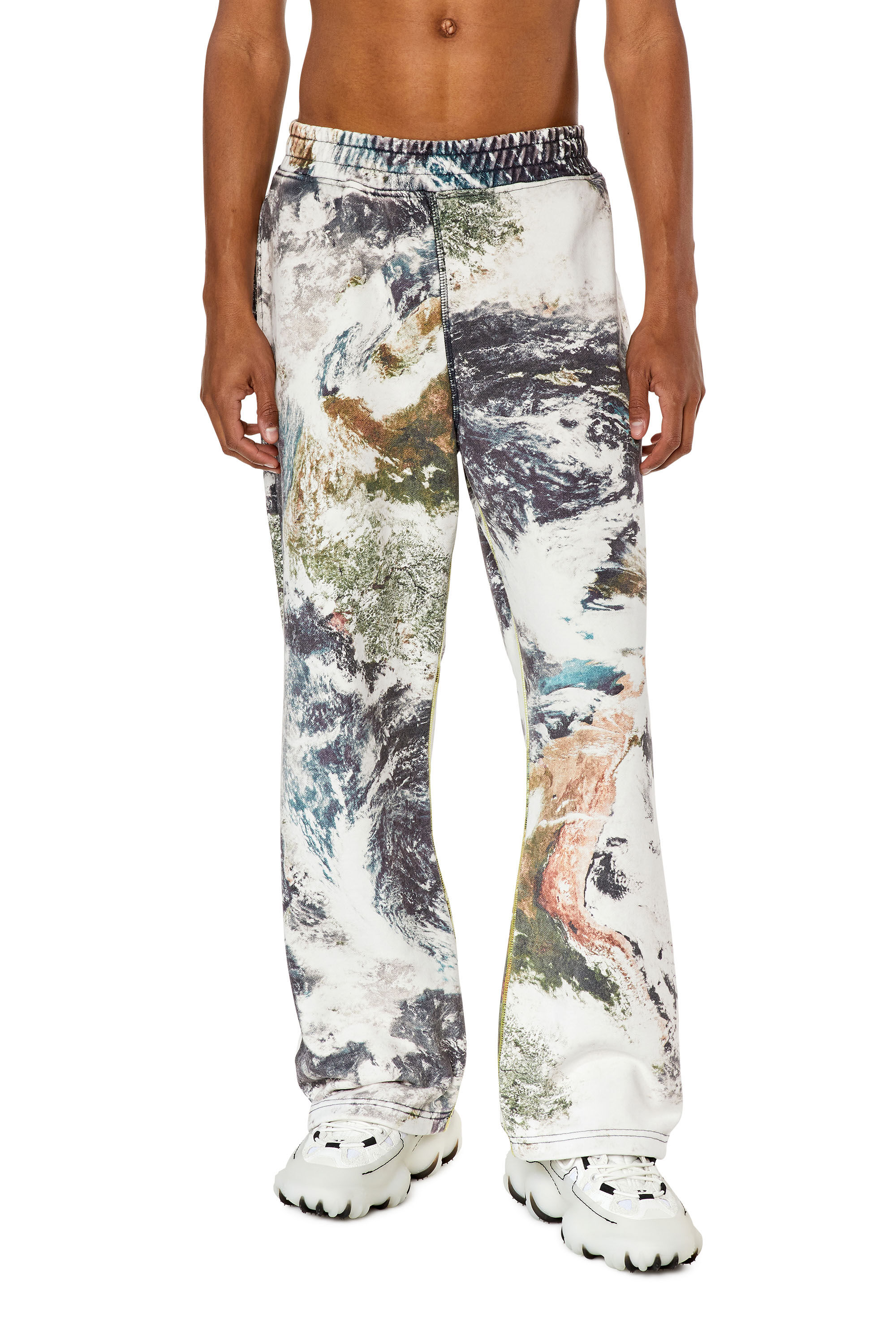 Diesel - P-MARTAS, Male's Track pants with Planet print in Black/White - 3