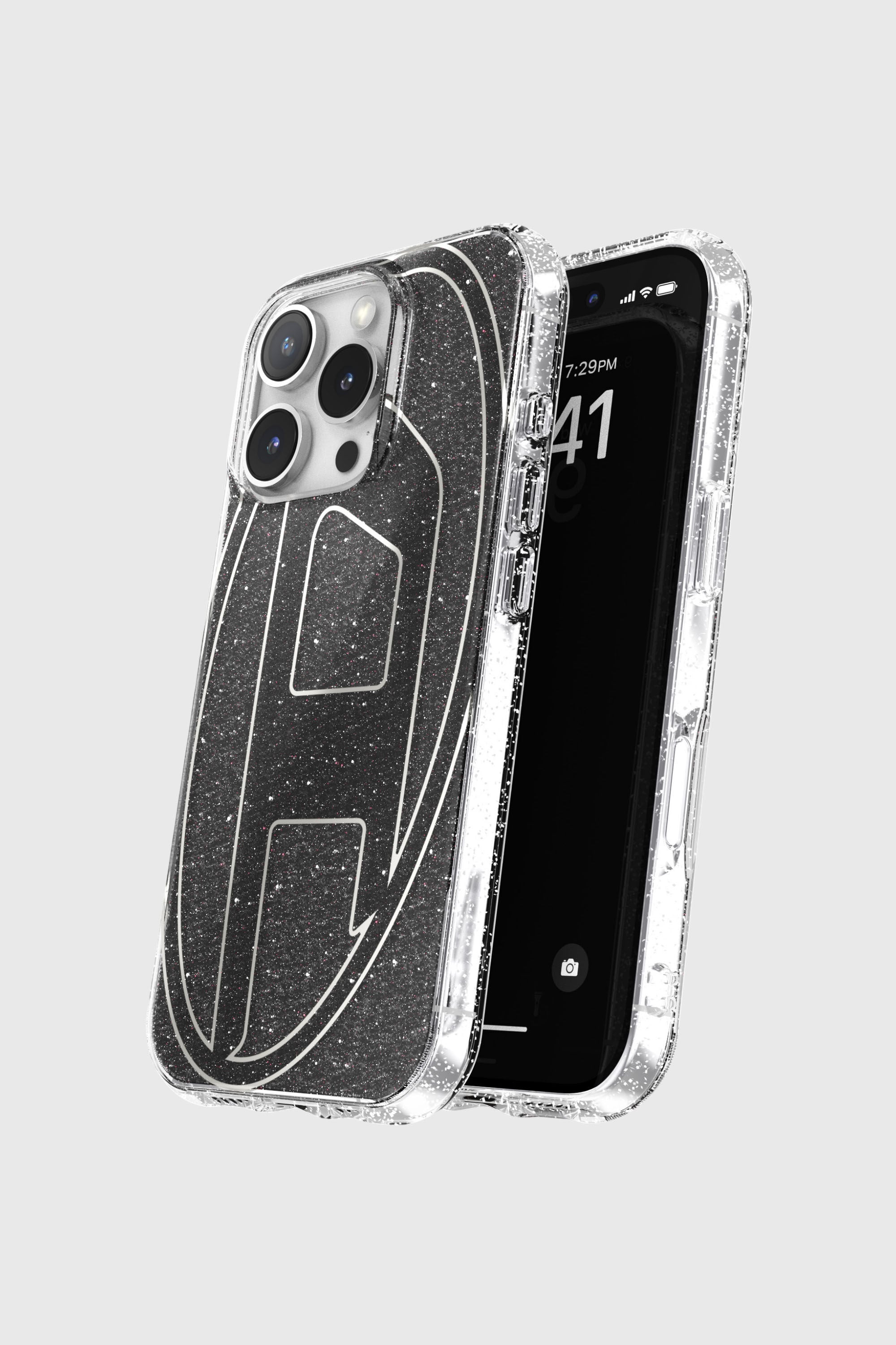 Diesel - 60148 AOP CASE, Unisex's Oval D Glitter Case for iP 16 Pro in Black - 4