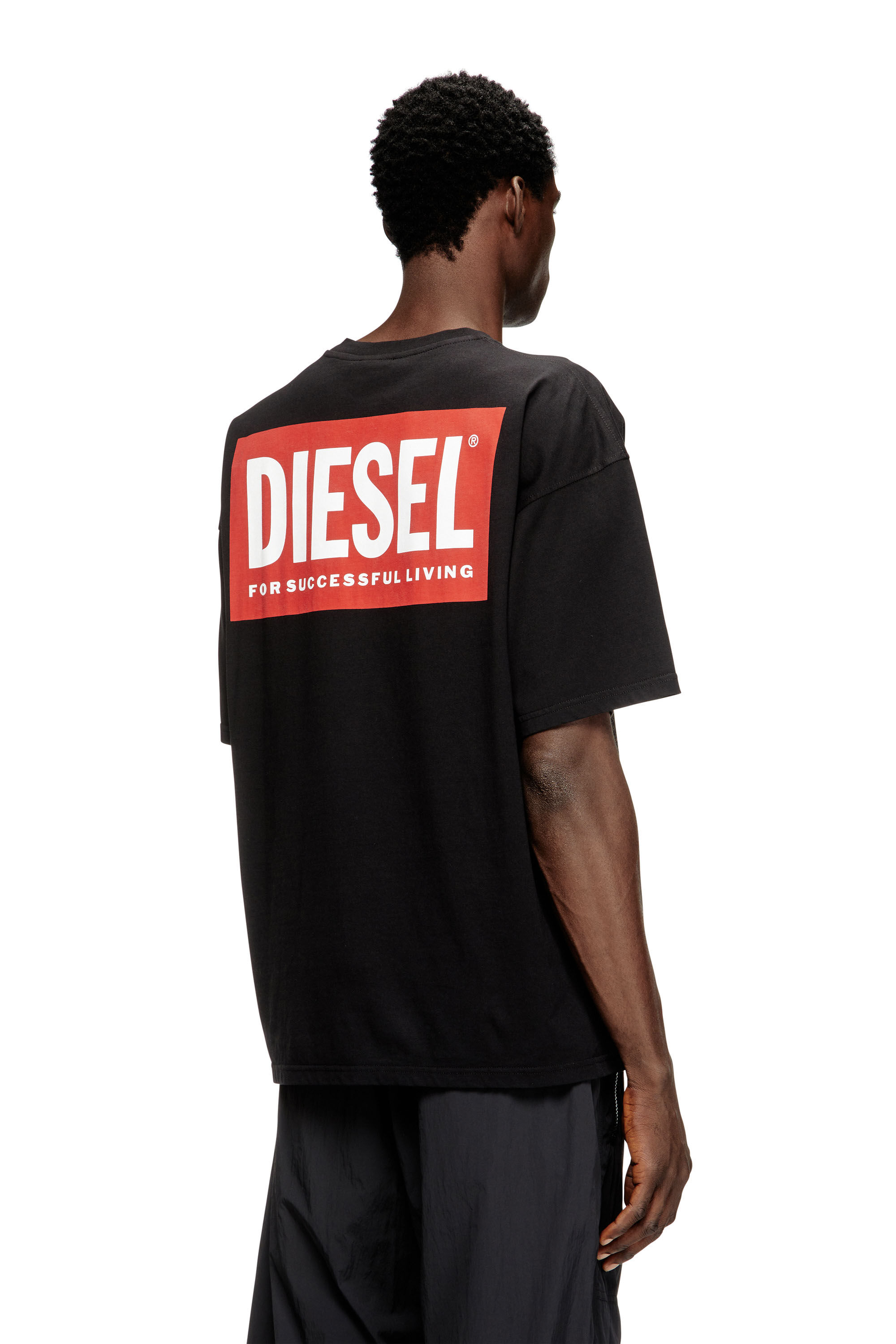 Men's Cotton T-shirt with Diesel Biscotto print | Black | Diesel