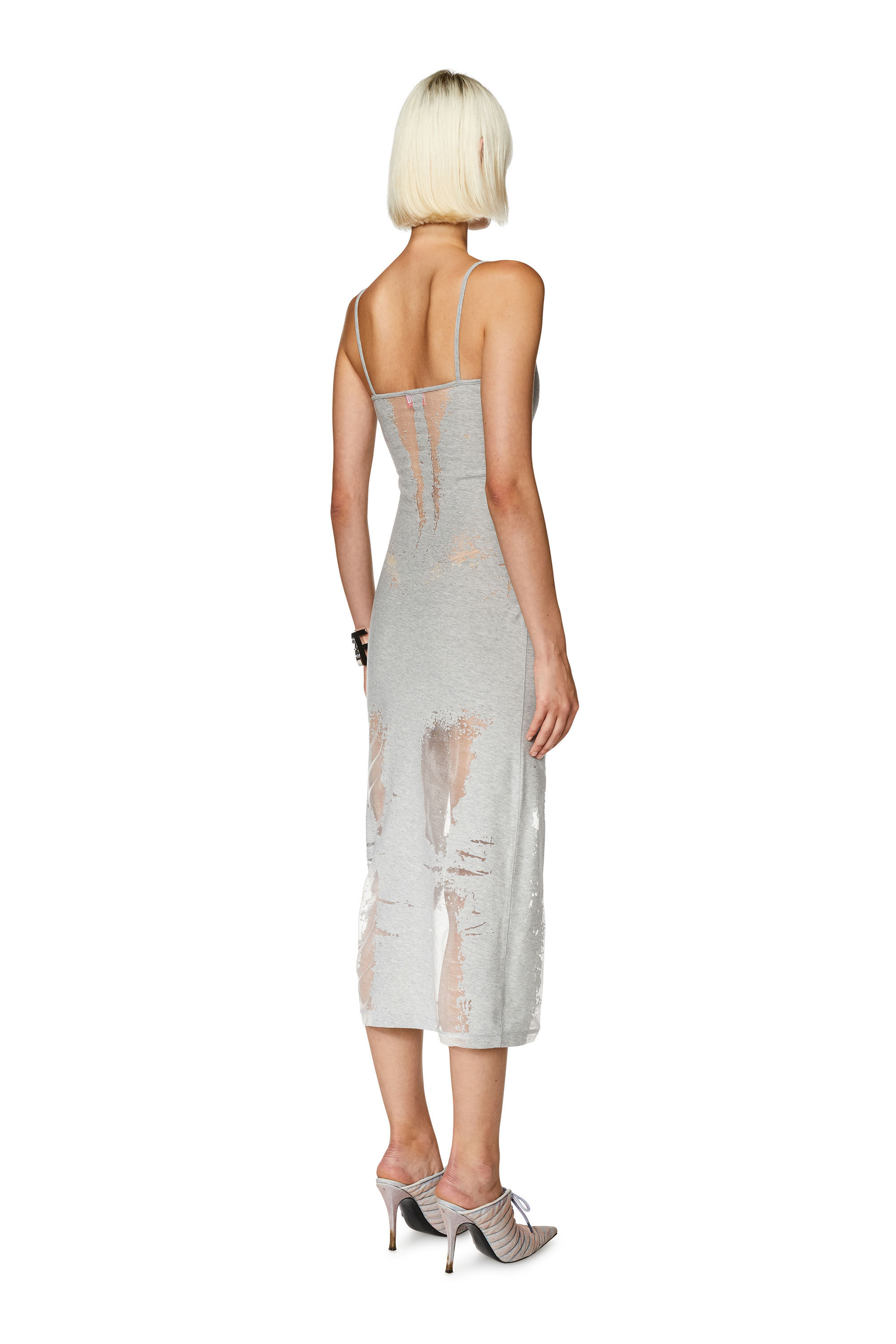 Diesel - D-HOPER-DEVO, Female's Jersey dress with see-through effect in Light Grey - 3